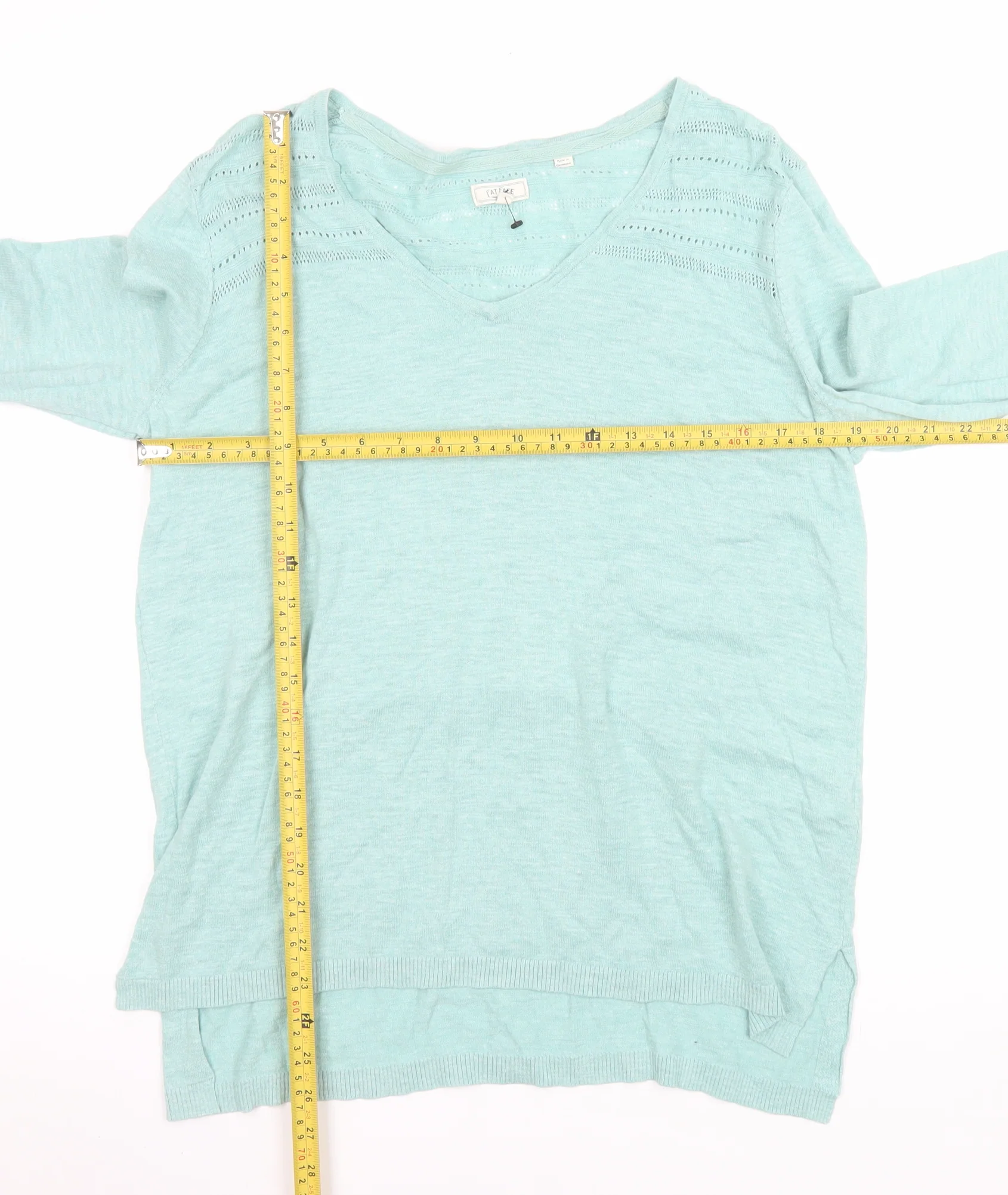 Fat Face Women’s Green Cotton Long Sleeve Jersey Blouse Size 12 - Image 2