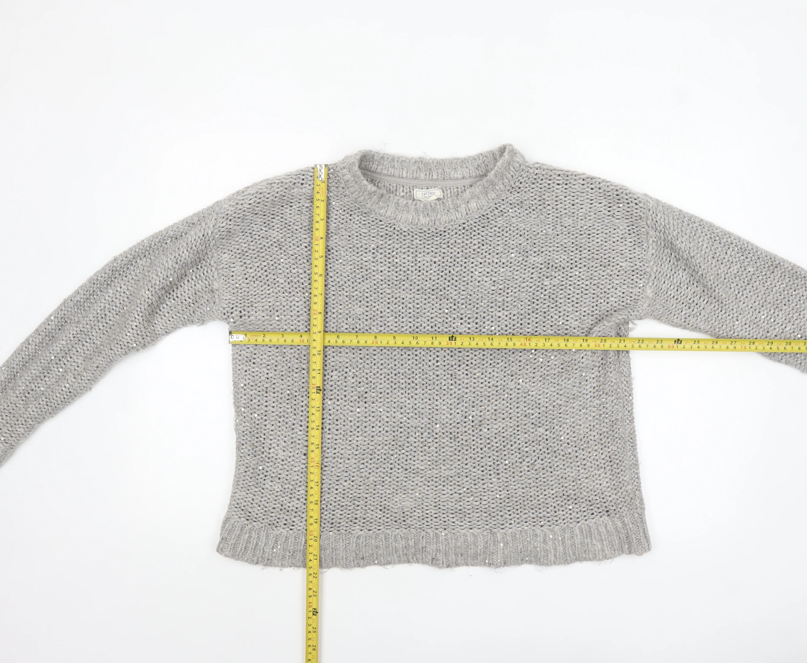Fat Face Women’s Grey Chunky Knit Pullover Jumper Size 14 - Image 2