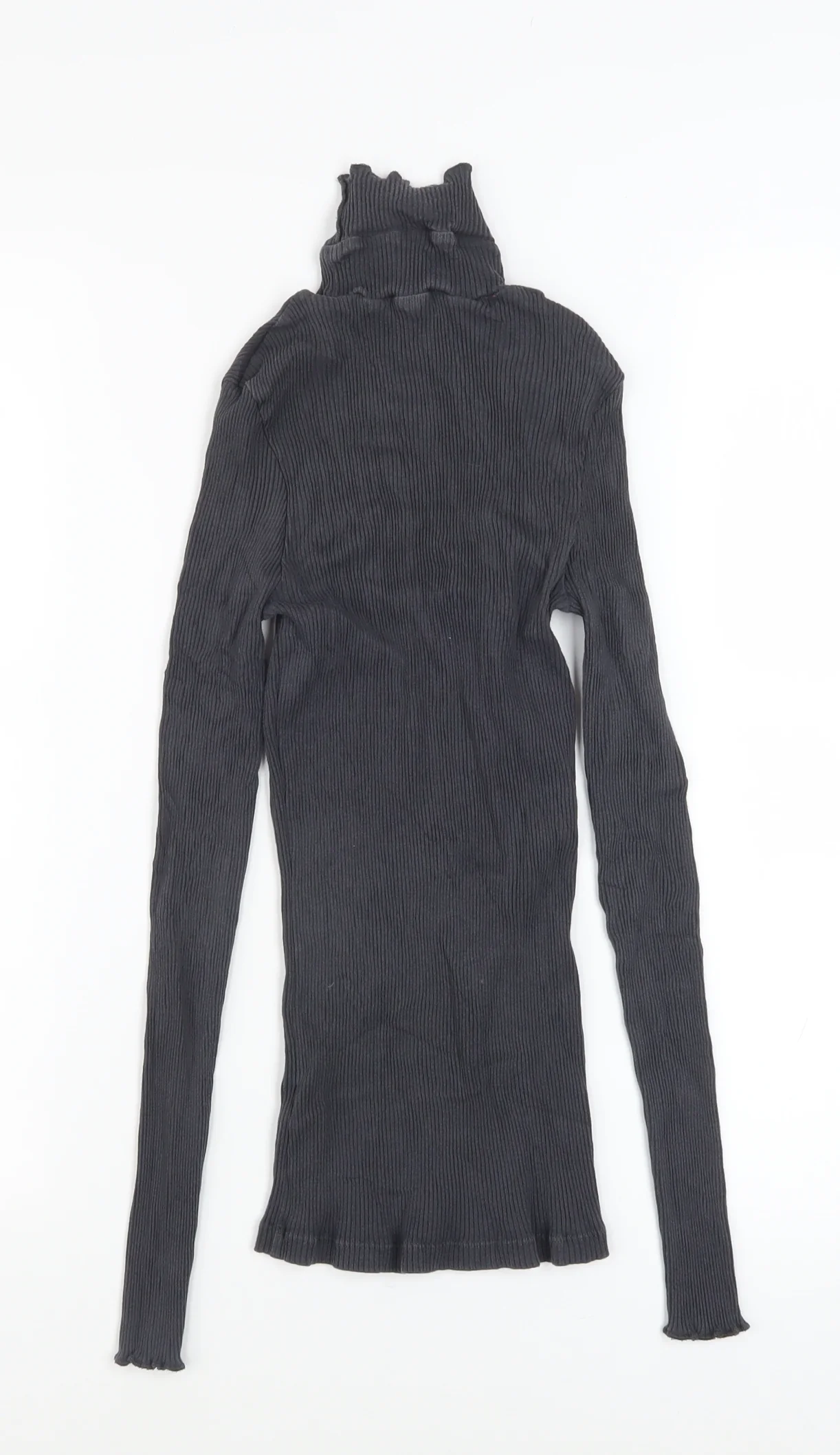 Fat Face Women’s Grey Roll Neck Long Sleeve Ribbed Top Size 10 - Image 3