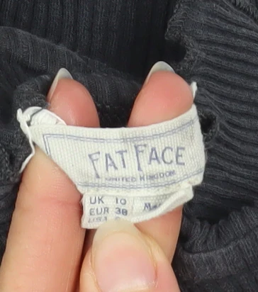 Fat Face Women’s Grey Roll Neck Long Sleeve Ribbed Top Size 10 - Image 4