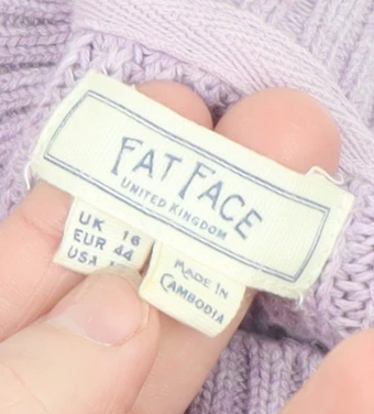 Fat Face Women’s Purple Cotton Crew Neck Long Sleeve Jumper Size 16 - Image 4