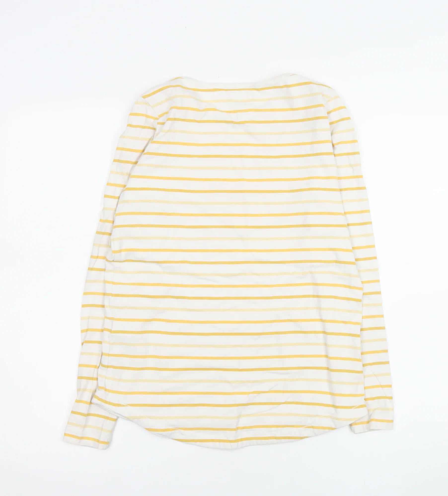 Fat Face Women’s Yellow White Striped Long Sleeve Cotton Top Size 8 - Image 3