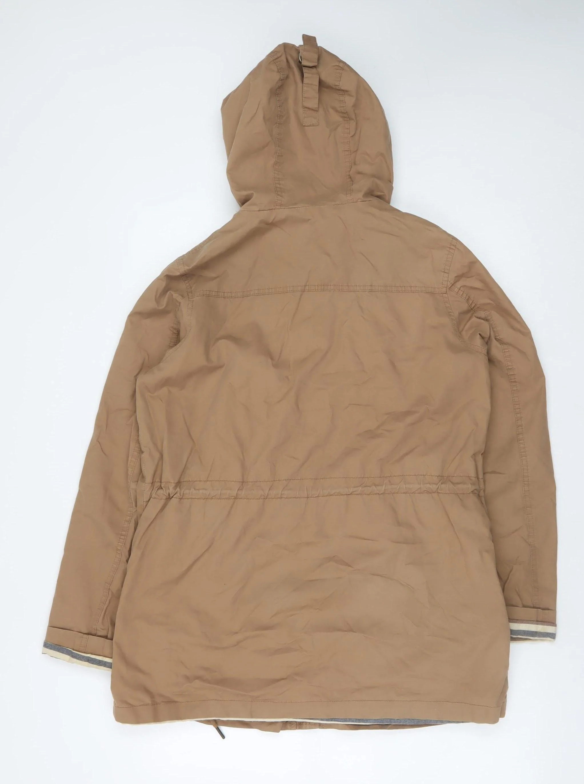 Fat Face Womens Beige Hooded Parka Coat Size 10 Cotton Mid-Length - Image 3