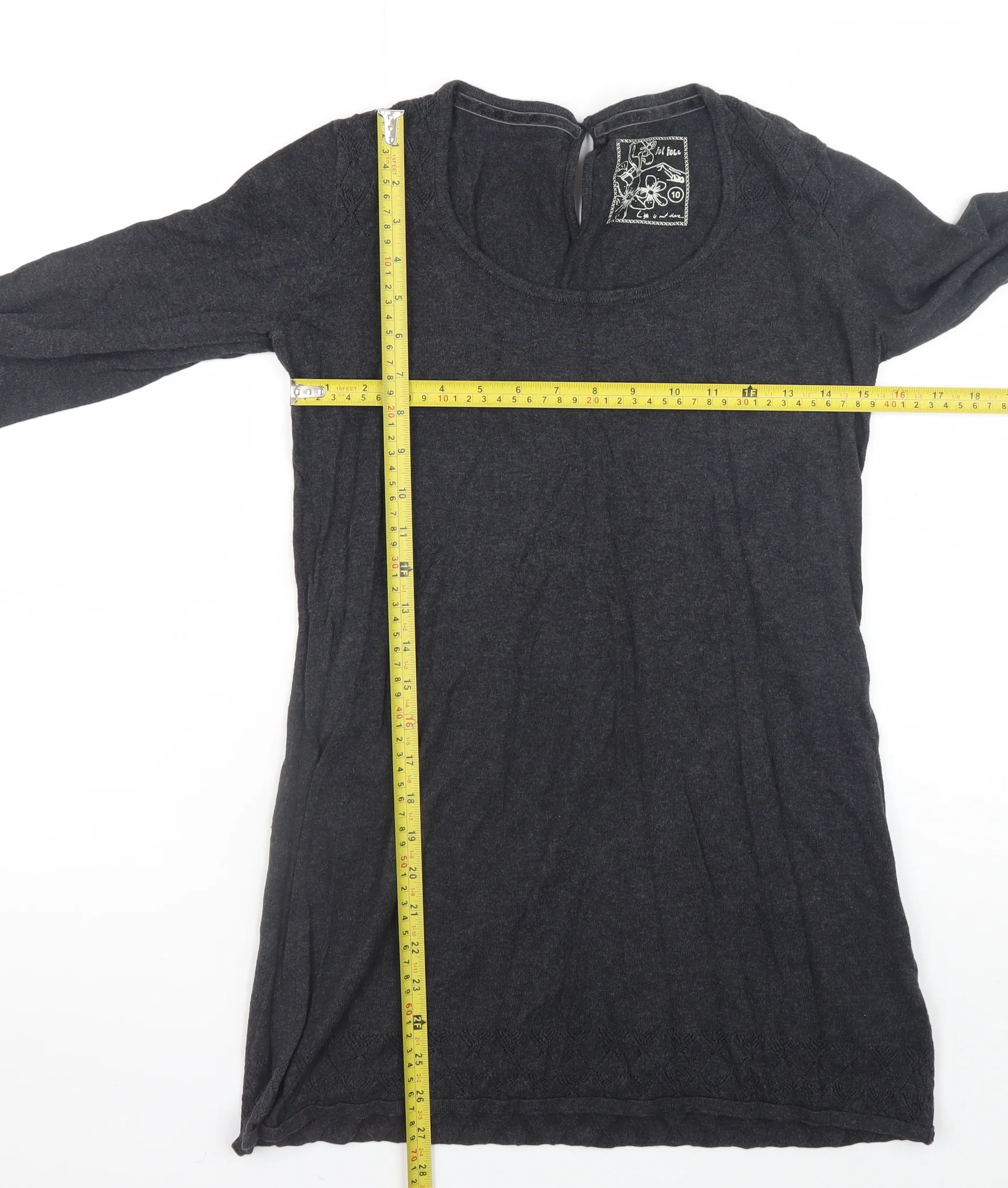 Fat Face Women's Black Cotton 3/4 Sleeve Pullover Jumper Size 10 - Image 2