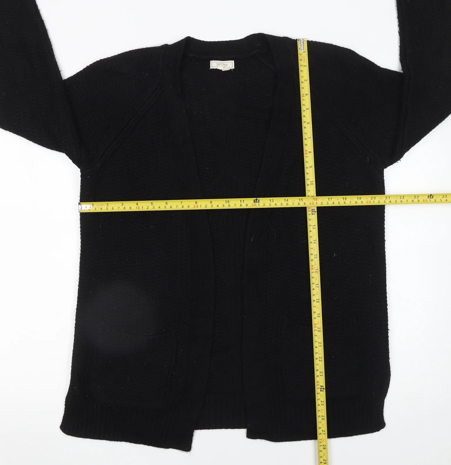 Fat Face Women's Black Knit Open Cardigan Size 10 Long Sleeve - Image 2