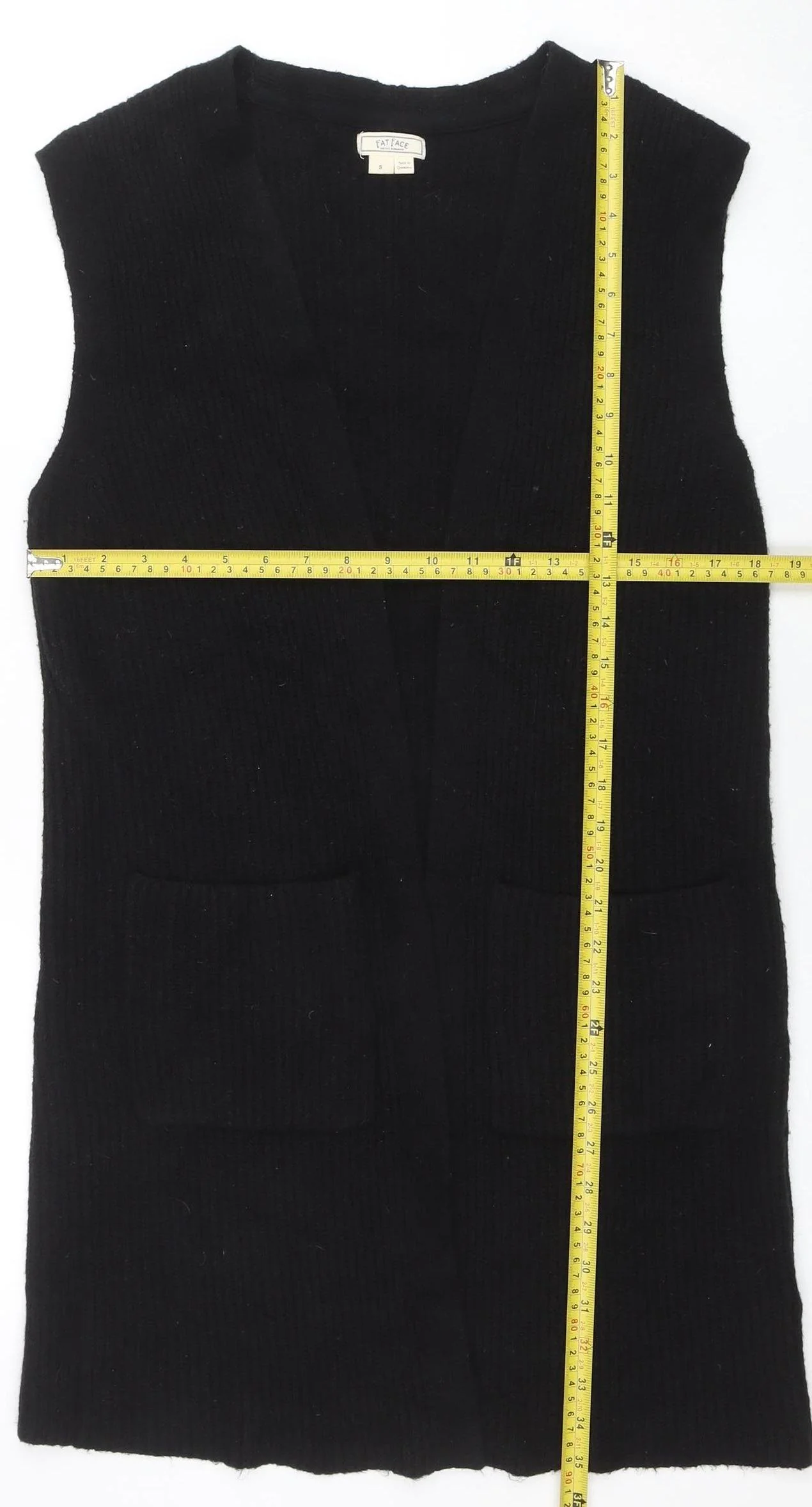 Fat Face Women's Black Sleeveless Cardigan Knit Vest Size S - Image 2