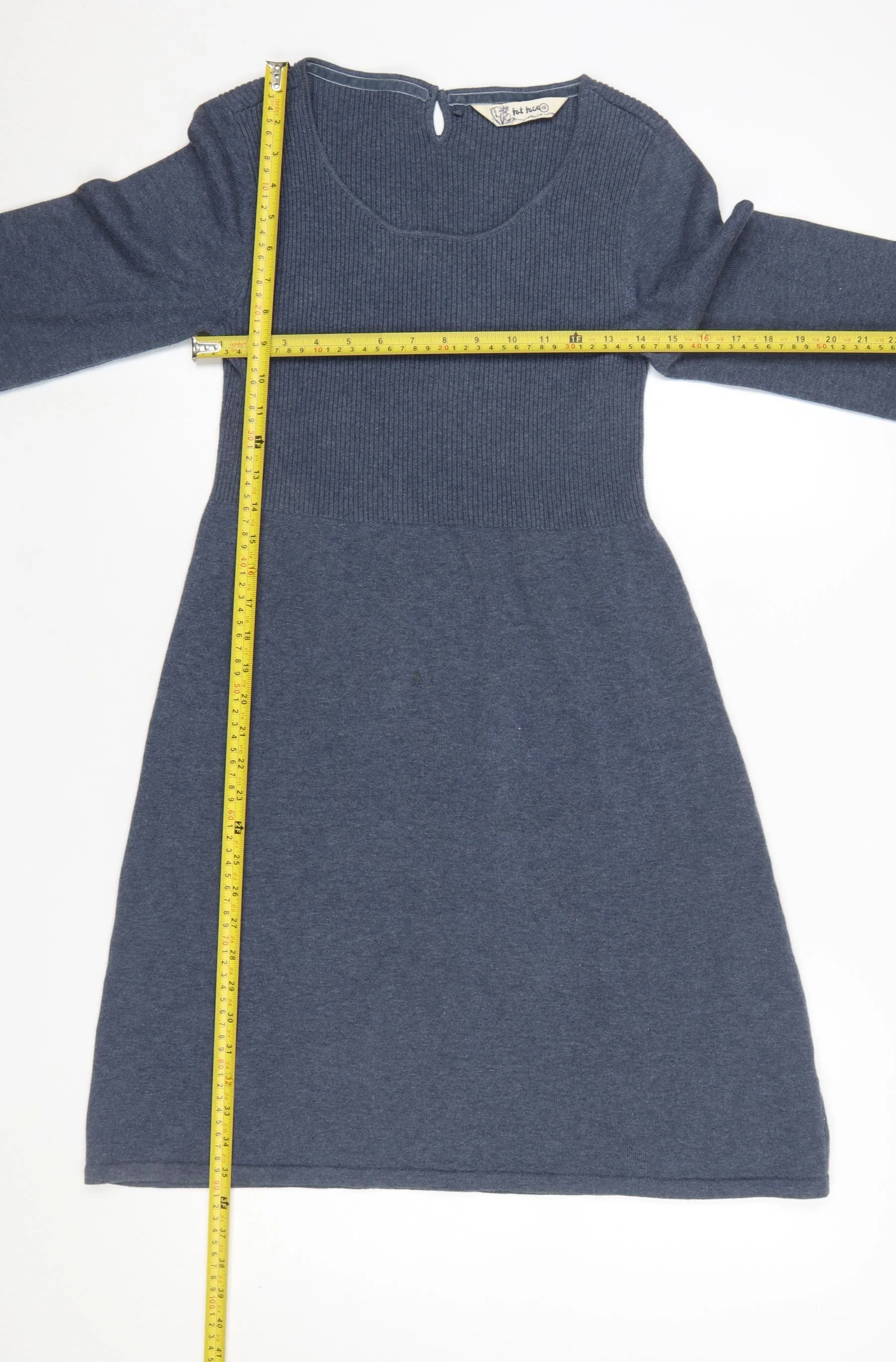 Fat Face Women's Blue Size 12 Knit Jumper Dress Long Sleeve Cotton - Image 2
