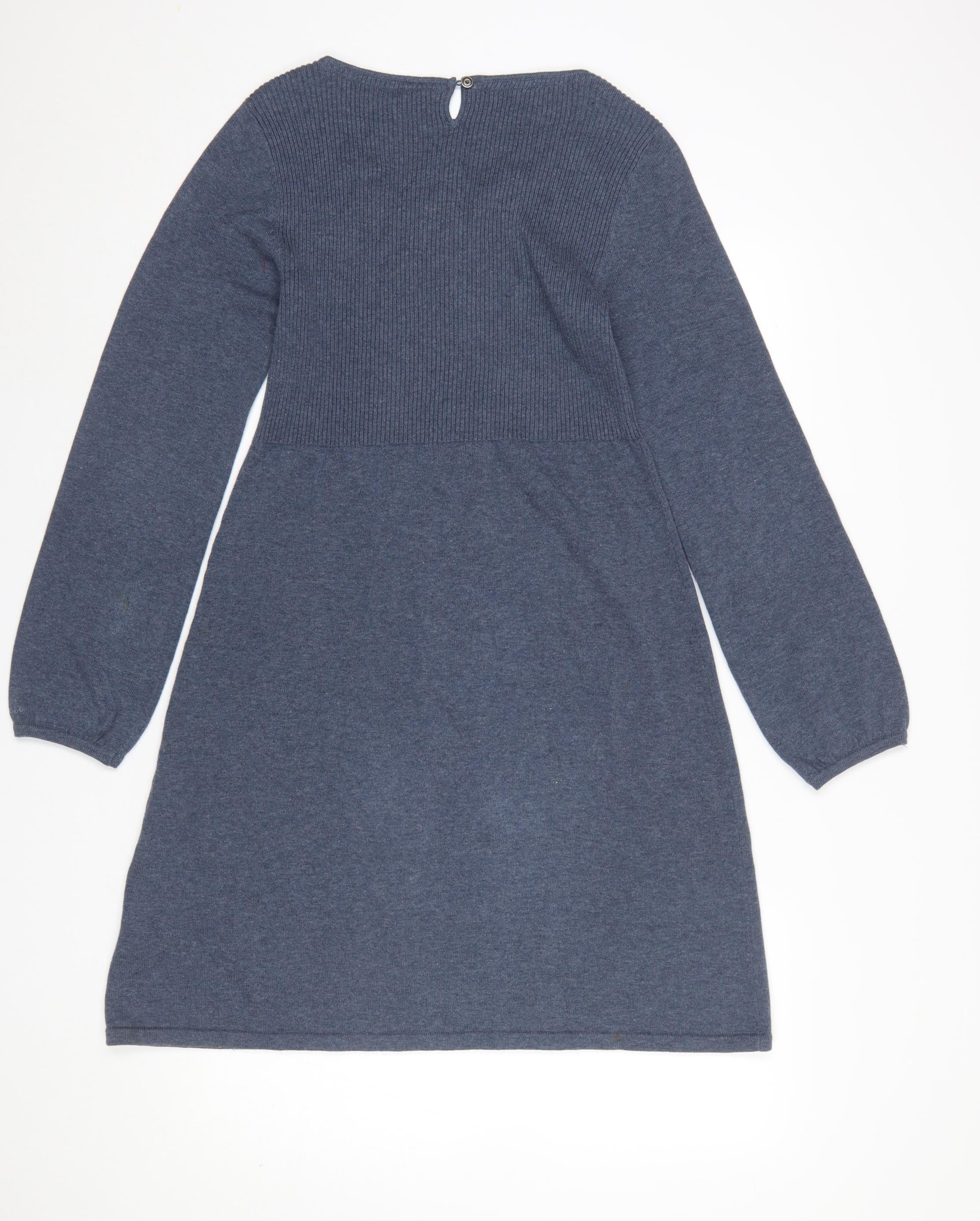 Fat Face Women's Blue Size 12 Knit Jumper Dress Long Sleeve Cotton - Image 3