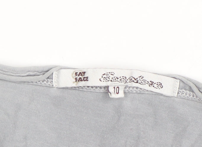 Fat Face Womens Grey Long Sleeve Cotton V-Neck Basic Top Size 10 - Image 4