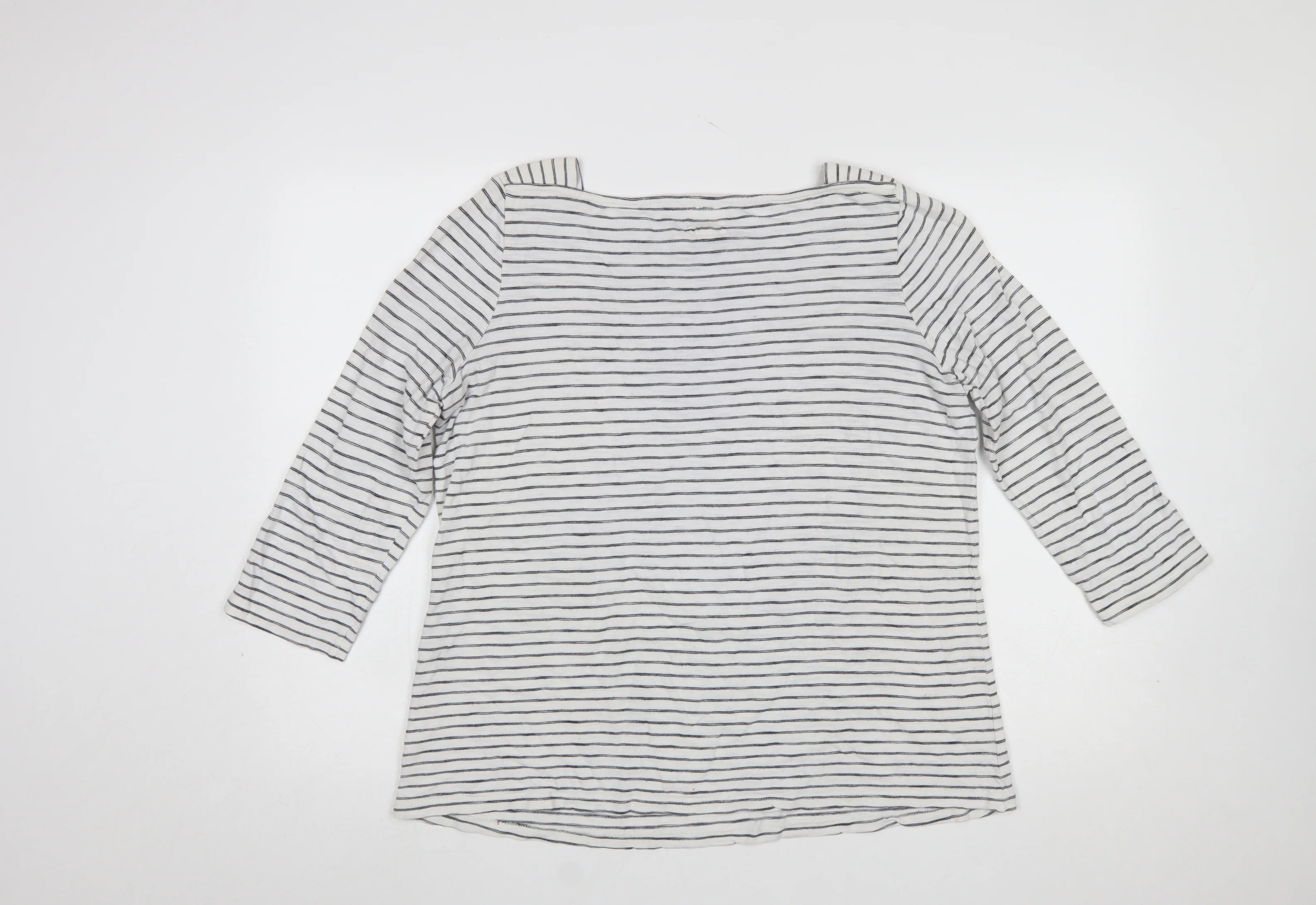 Fat Face Womens Ivory Striped 3/4 Sleeve Boat Neck T-Shirt UK 14 - Image 3