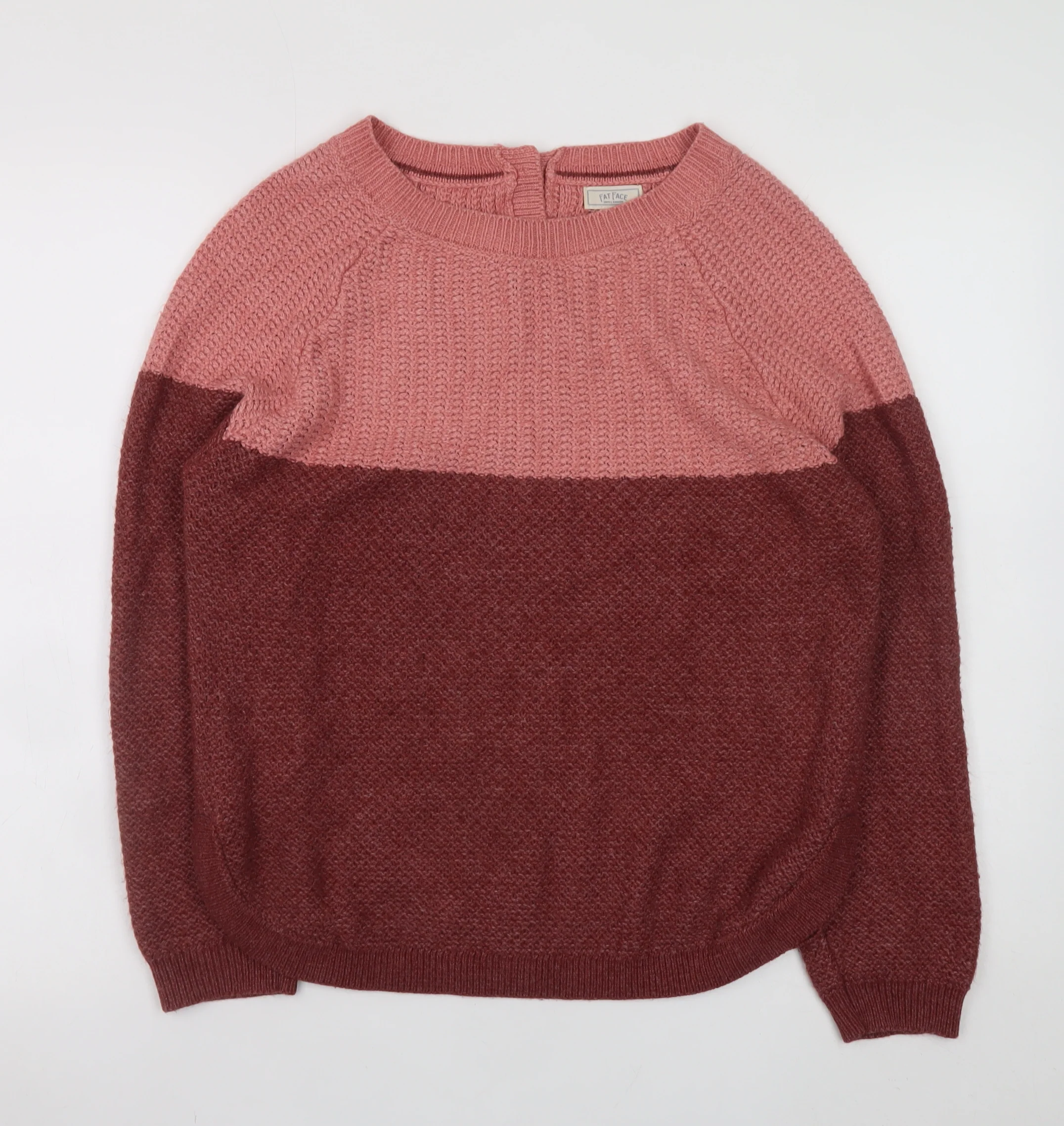 Fat Face Women's Pink Colour Block Knit Jumper Size 10