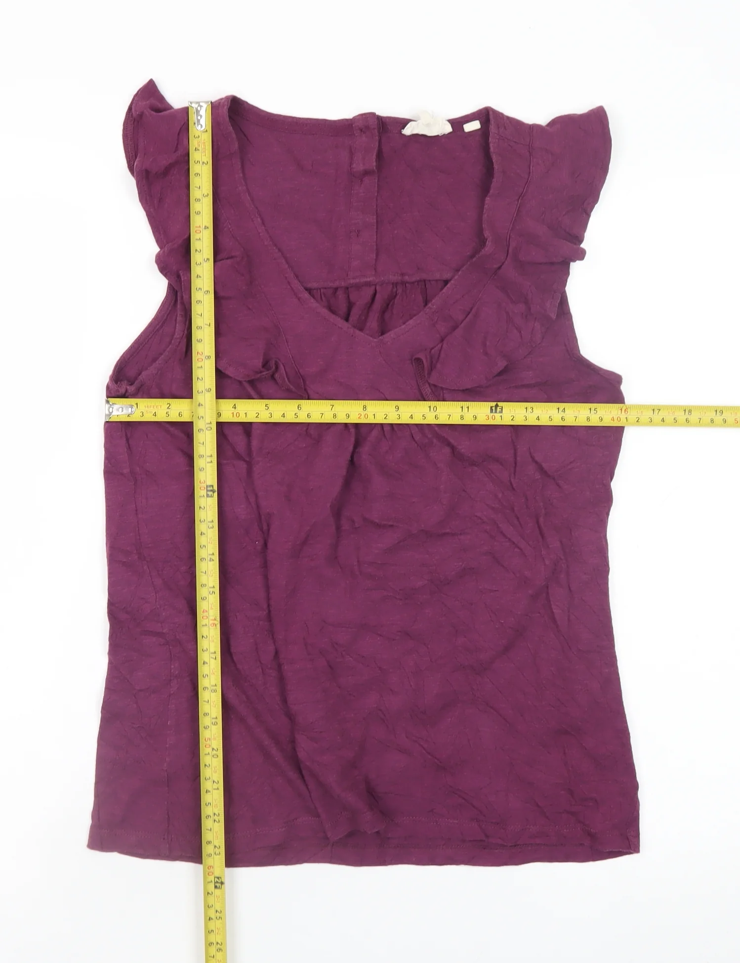 Fat Face Women's Purple Ruffle Sleeveless Tunic Blouse Size 8 - Image 2