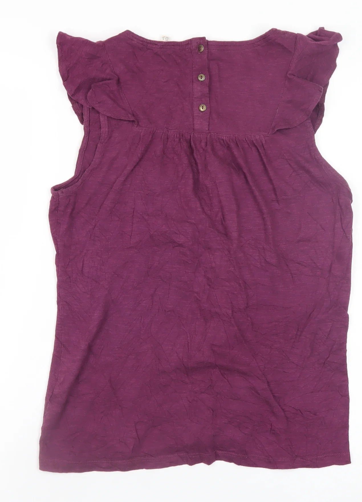 Fat Face Women's Purple Ruffle Sleeveless Tunic Blouse Size 8 - Image 3