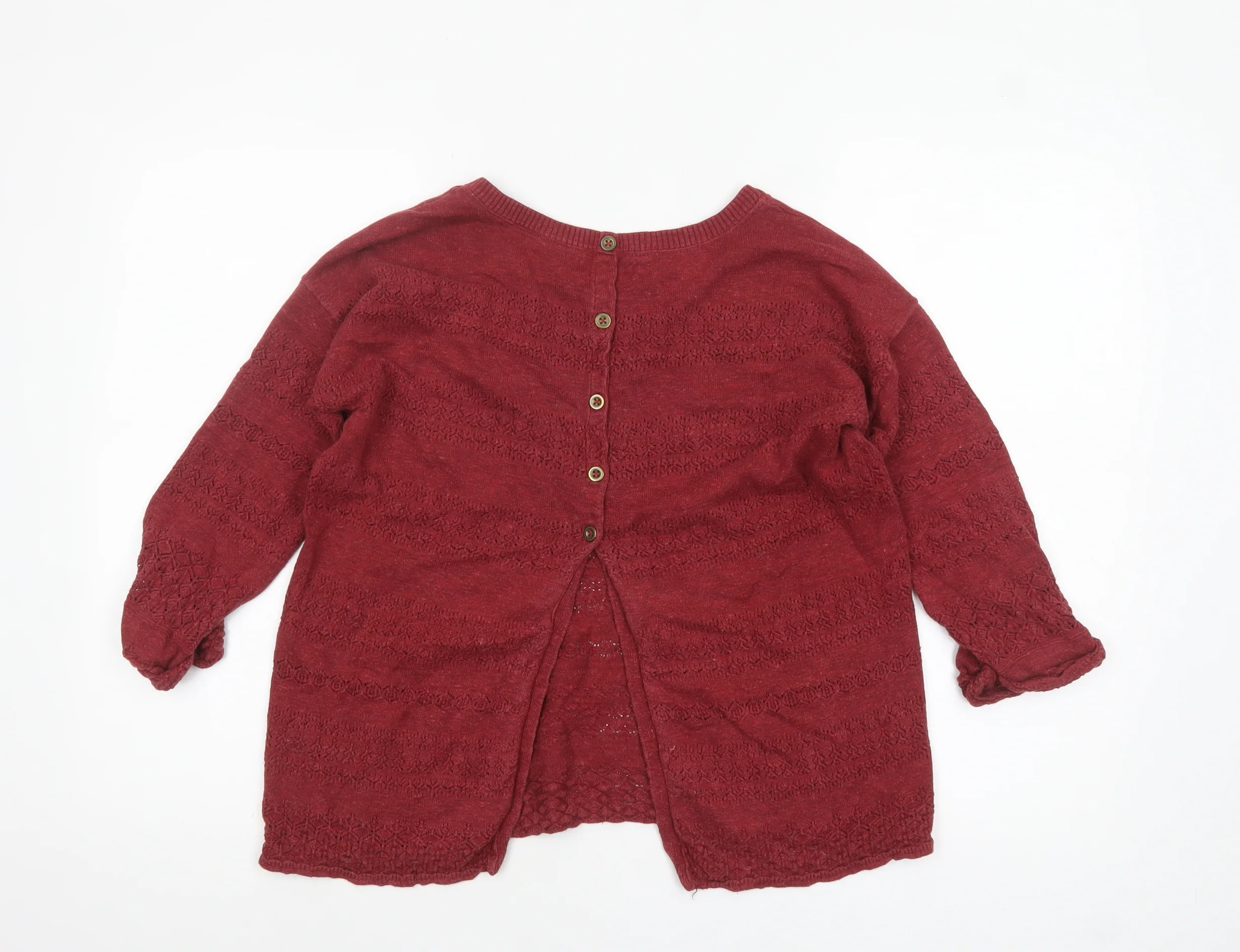 Fat Face Women's Red Cotton Knit Jumper Size 8 Crew Neck - Image 3