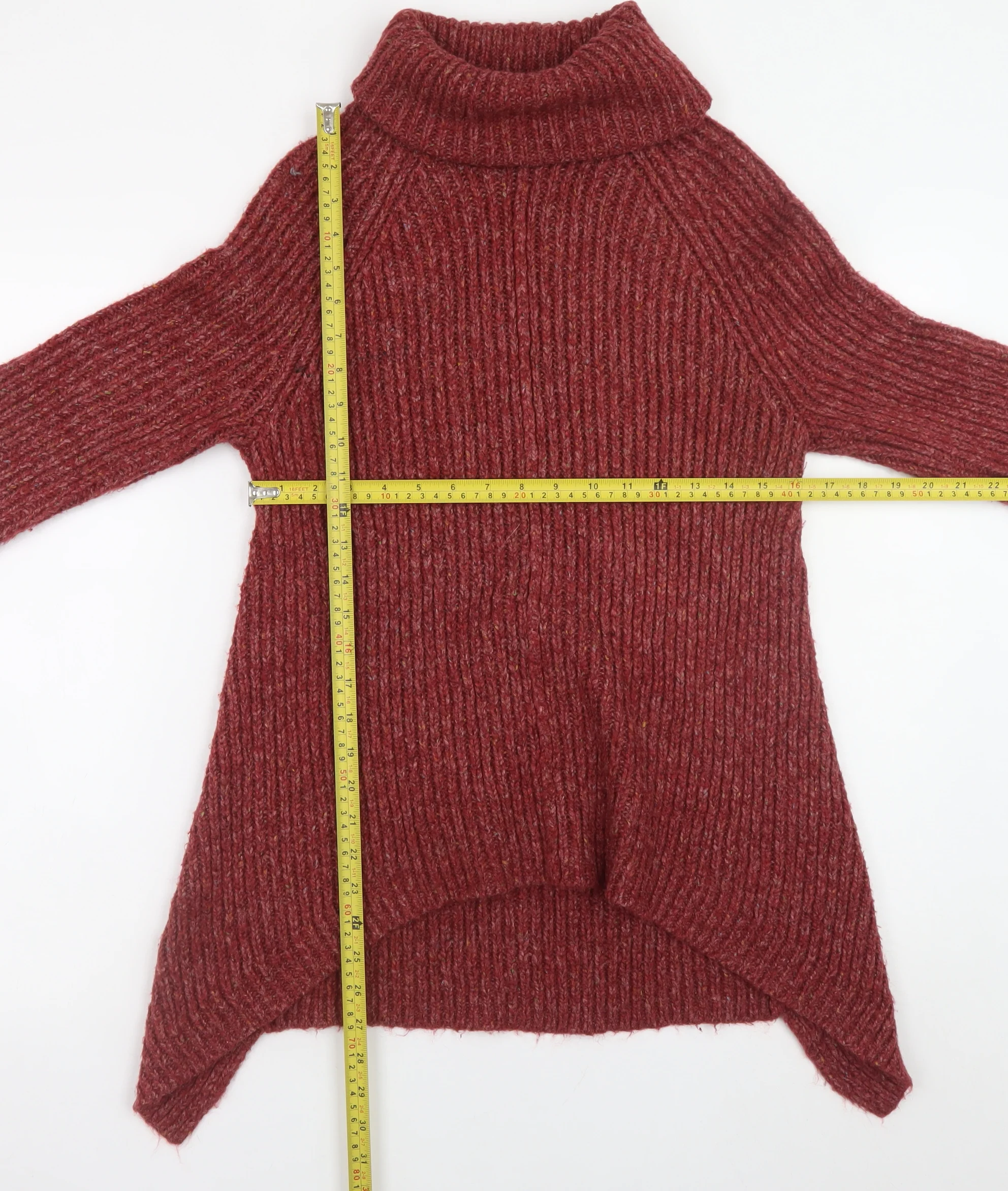 Fat Face Womens Red Roll Neck Jumper UK 6 Wool Blend Knit Pullover - Image 2