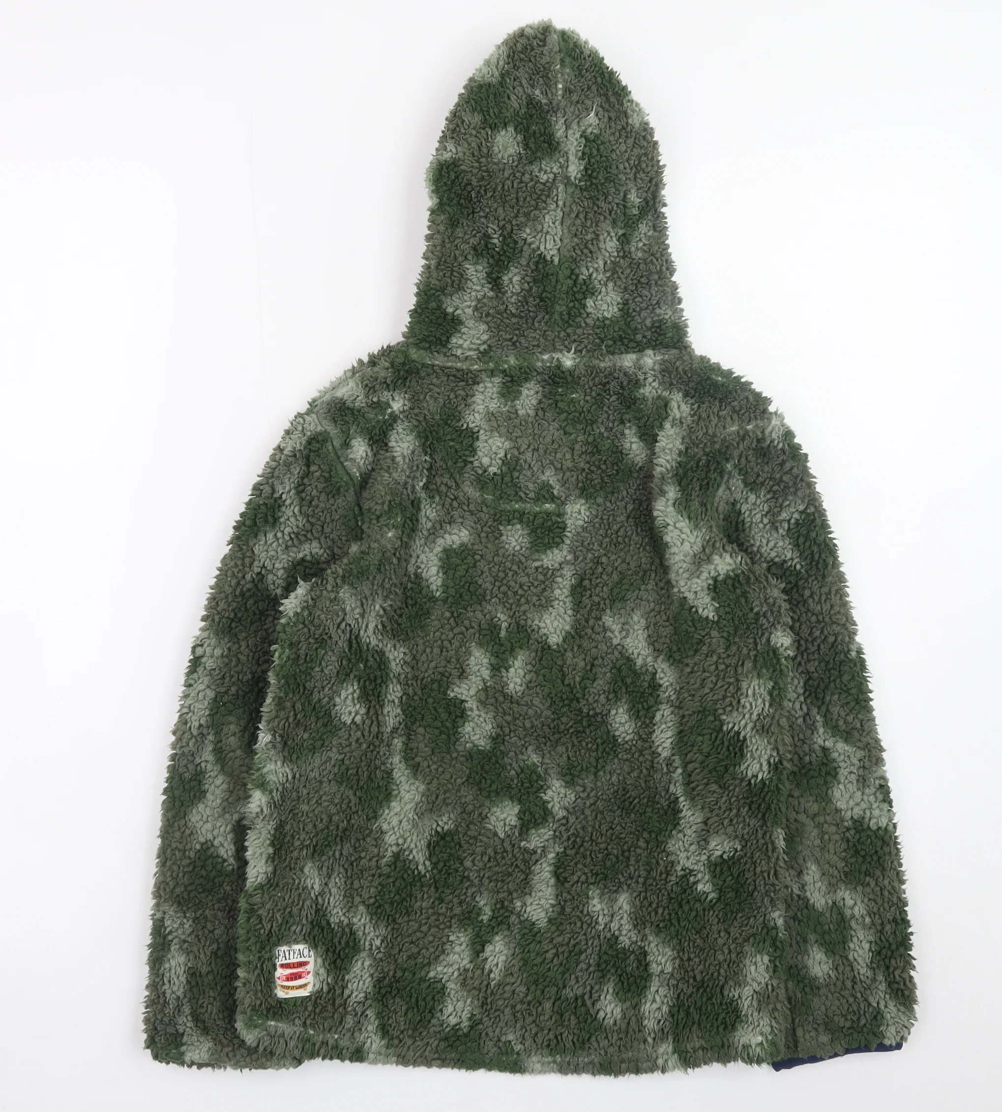 FatFace Boys Green Camouflage Fleece Full Zip Hoodie 8-9 Years - Image 3