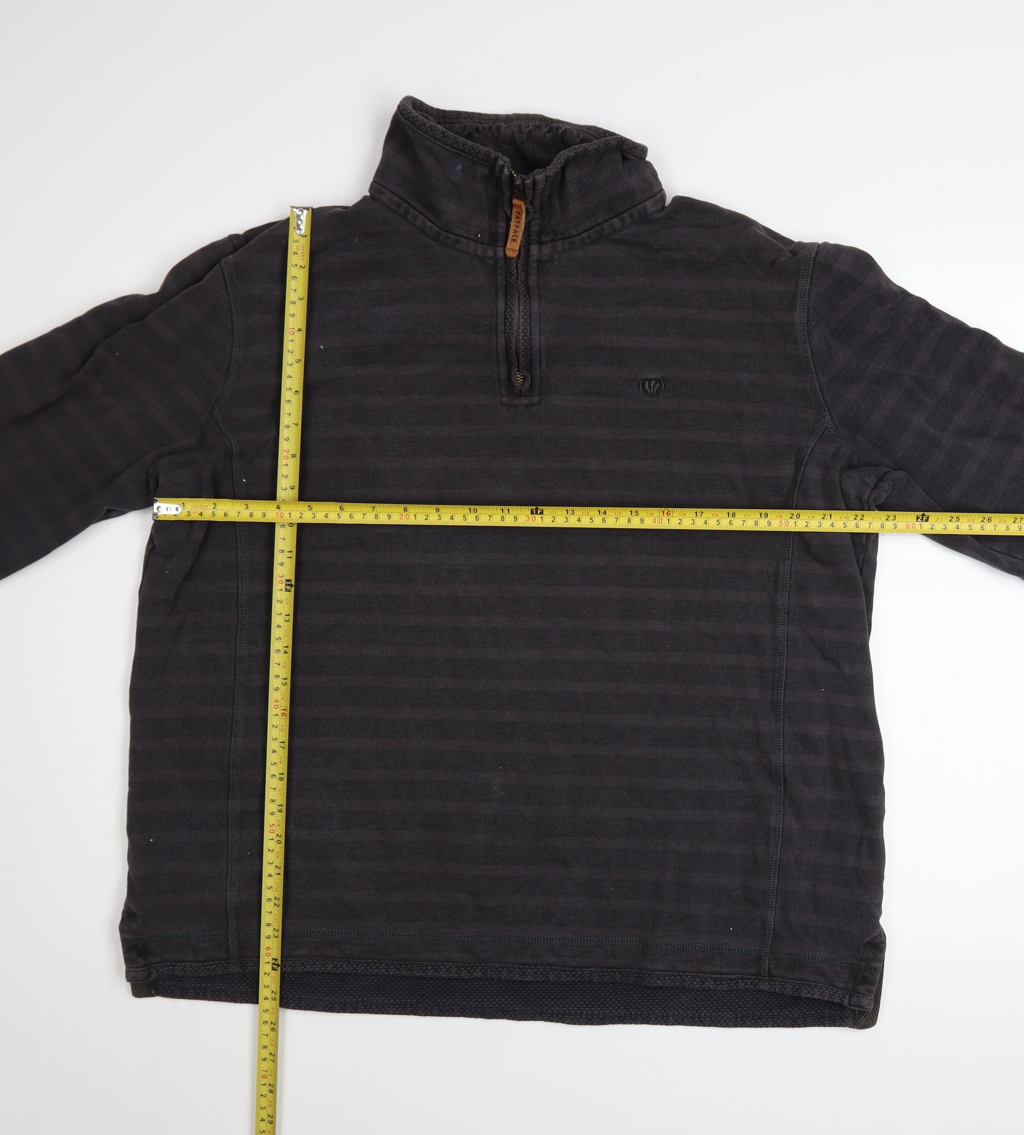 FatFace Men’s Grey Charcoal 1/4 Zip Cotton Sweater L - Image 2
