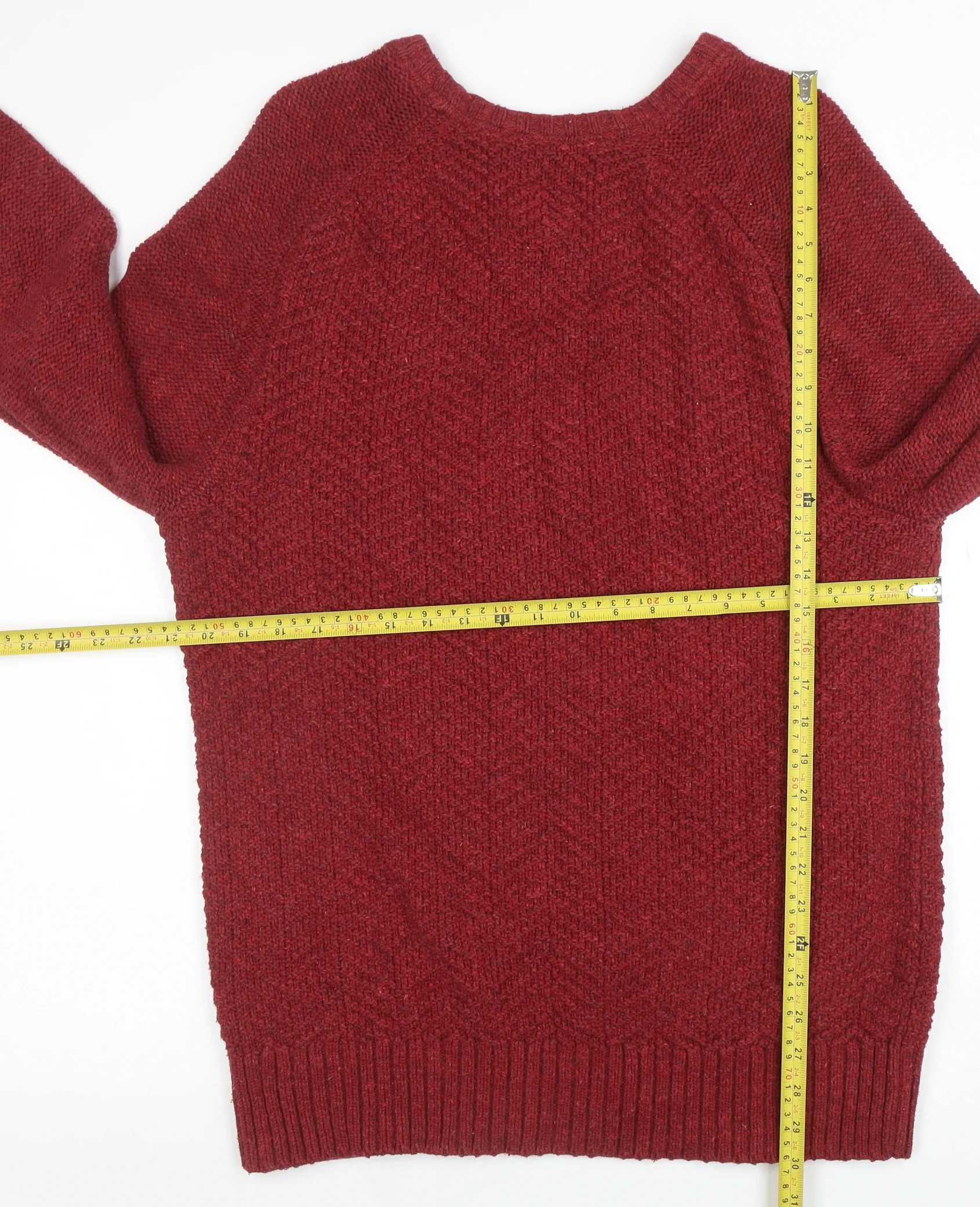 FatFace Men's Red Wool Blend Crew Neck Knit Jumper Size L - Image 2