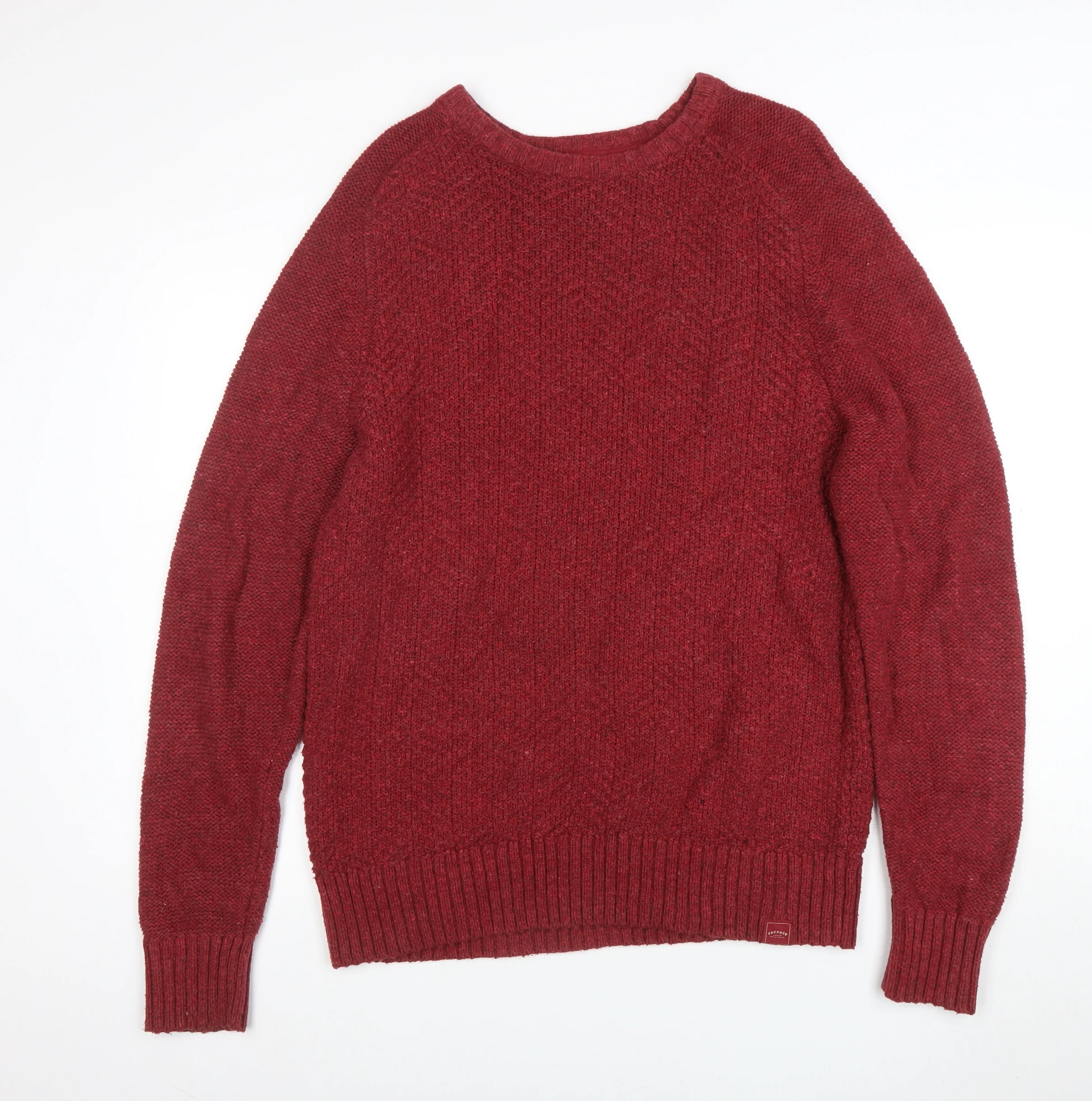 FatFace Men's Red Wool Blend Crew Neck Knit Jumper Size L - Image 3