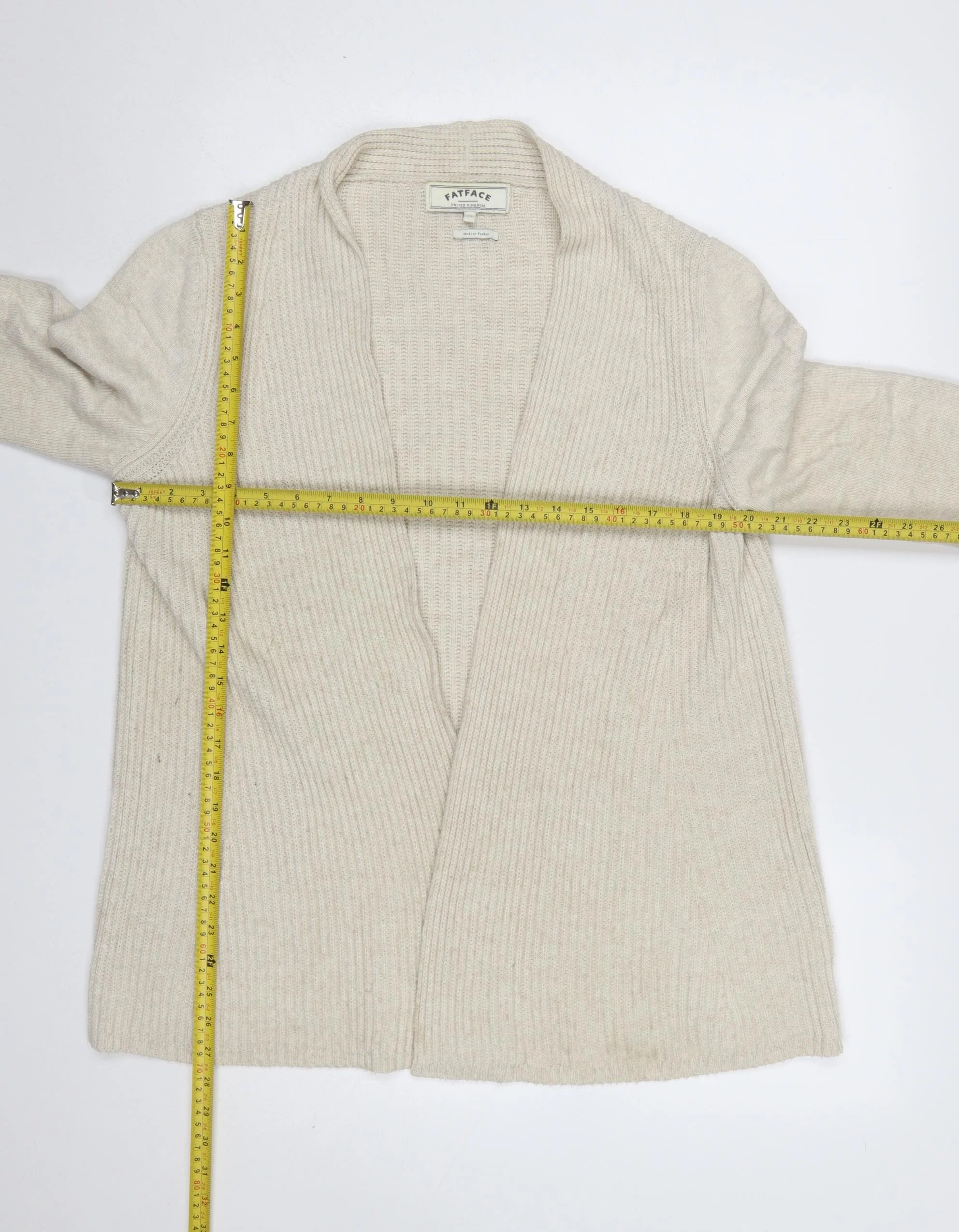 FatFace Women Beige Size 12 Knit Acrylic Cardigan Jumper - Image 2