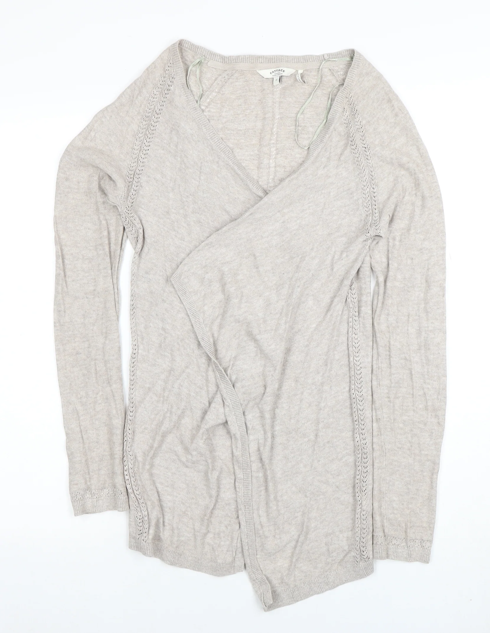 FatFace Women Beige Wrap Knit Cardigan Jumper Size 8