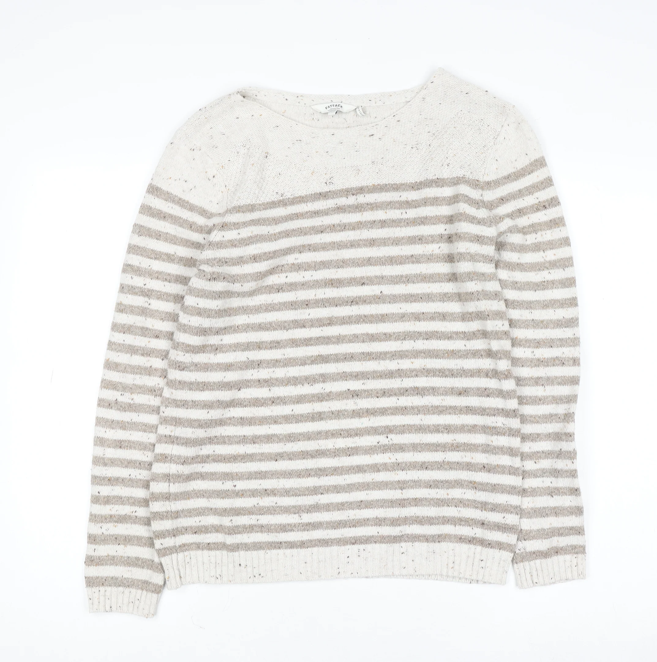 FatFace Women’s Beige Striped Cotton Knit Jumper Size 12