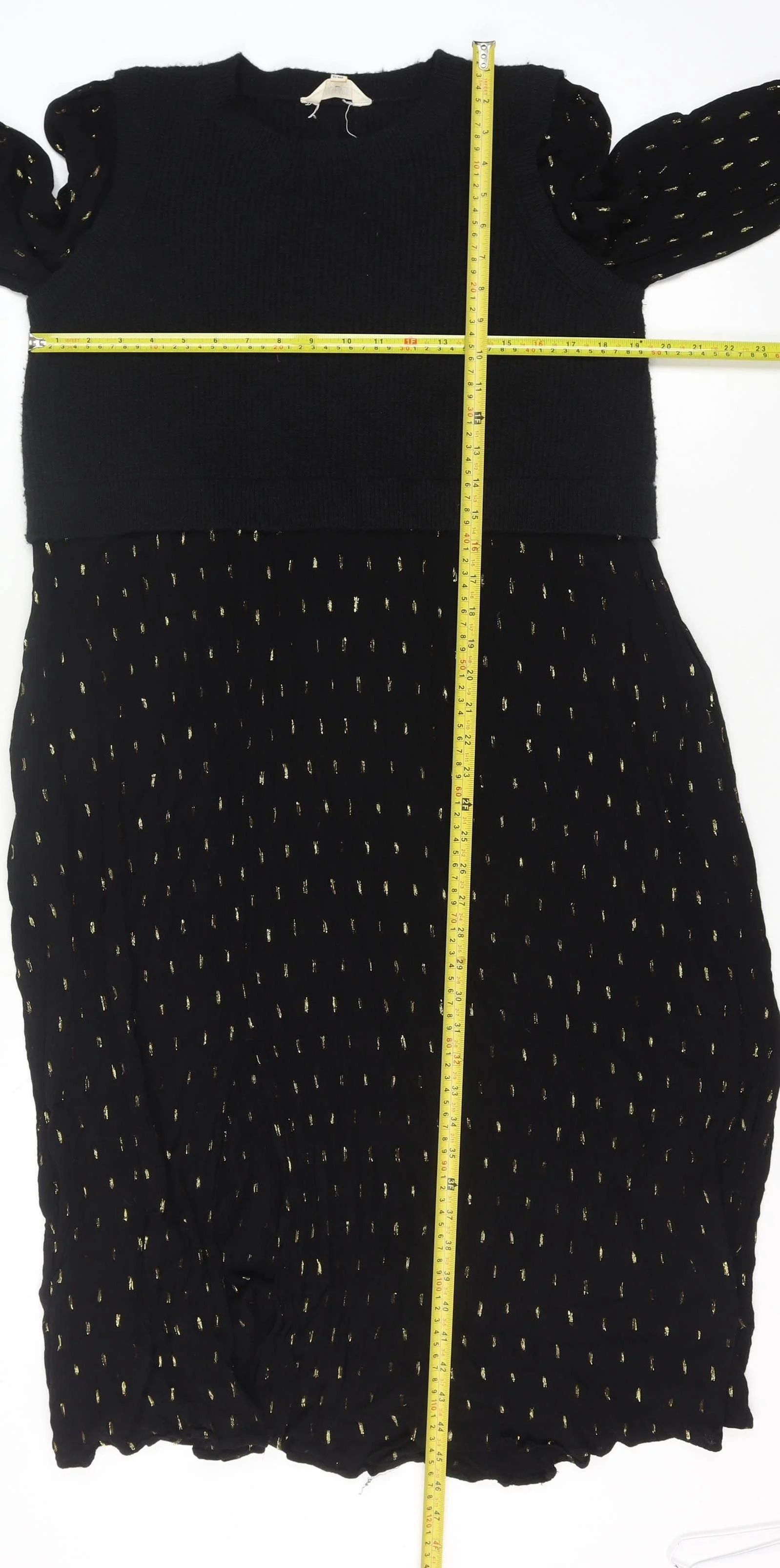 FatFace Women’s Black Metallic Jumper Dress Size 16 Long Sleeve Midi - Image 2