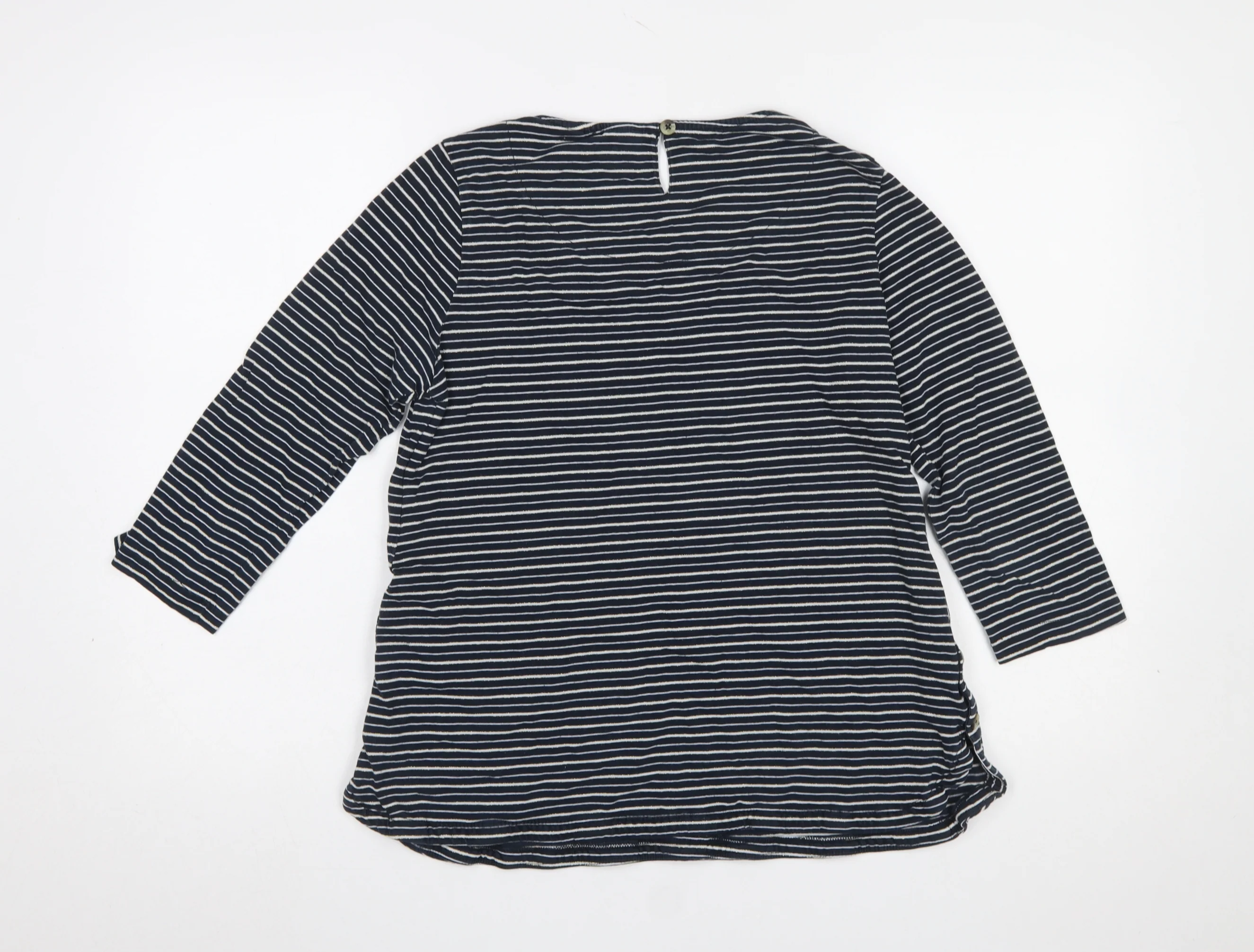 FatFace Women’s Navy Striped 3/4 Sleeve Cotton Jersey Top UK 10 - Image 3
