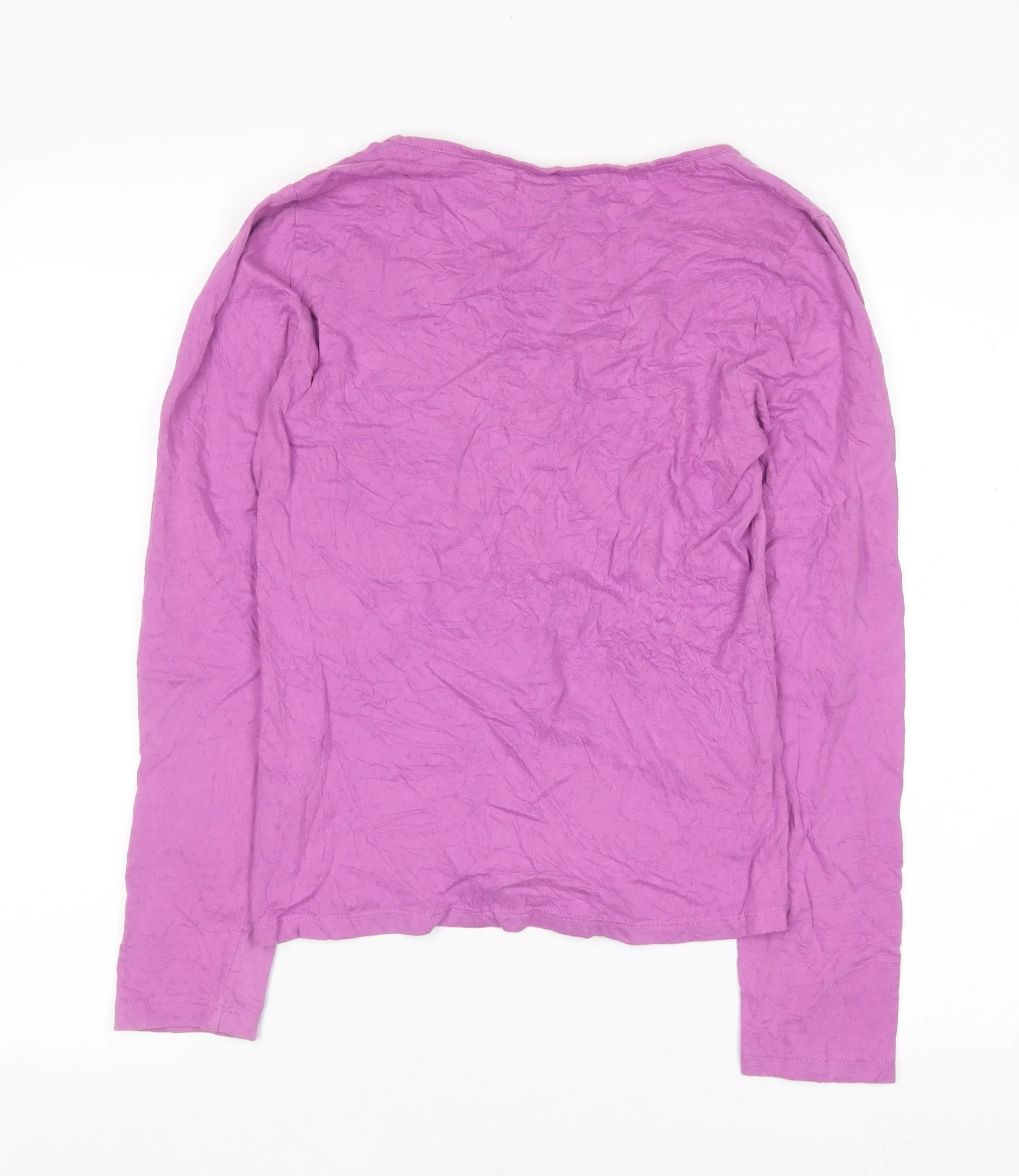 FatFace Women’s Pink Long Sleeve V-Neck Cotton Jersey Top Size 10 - Image 3