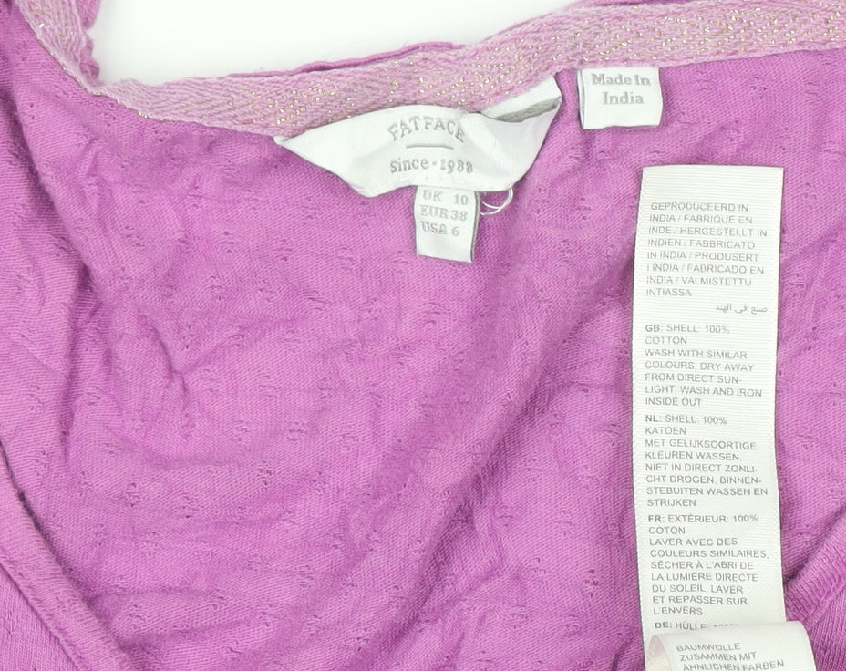 FatFace Women’s Pink Long Sleeve V-Neck Cotton Jersey Top Size 10 - Image 4