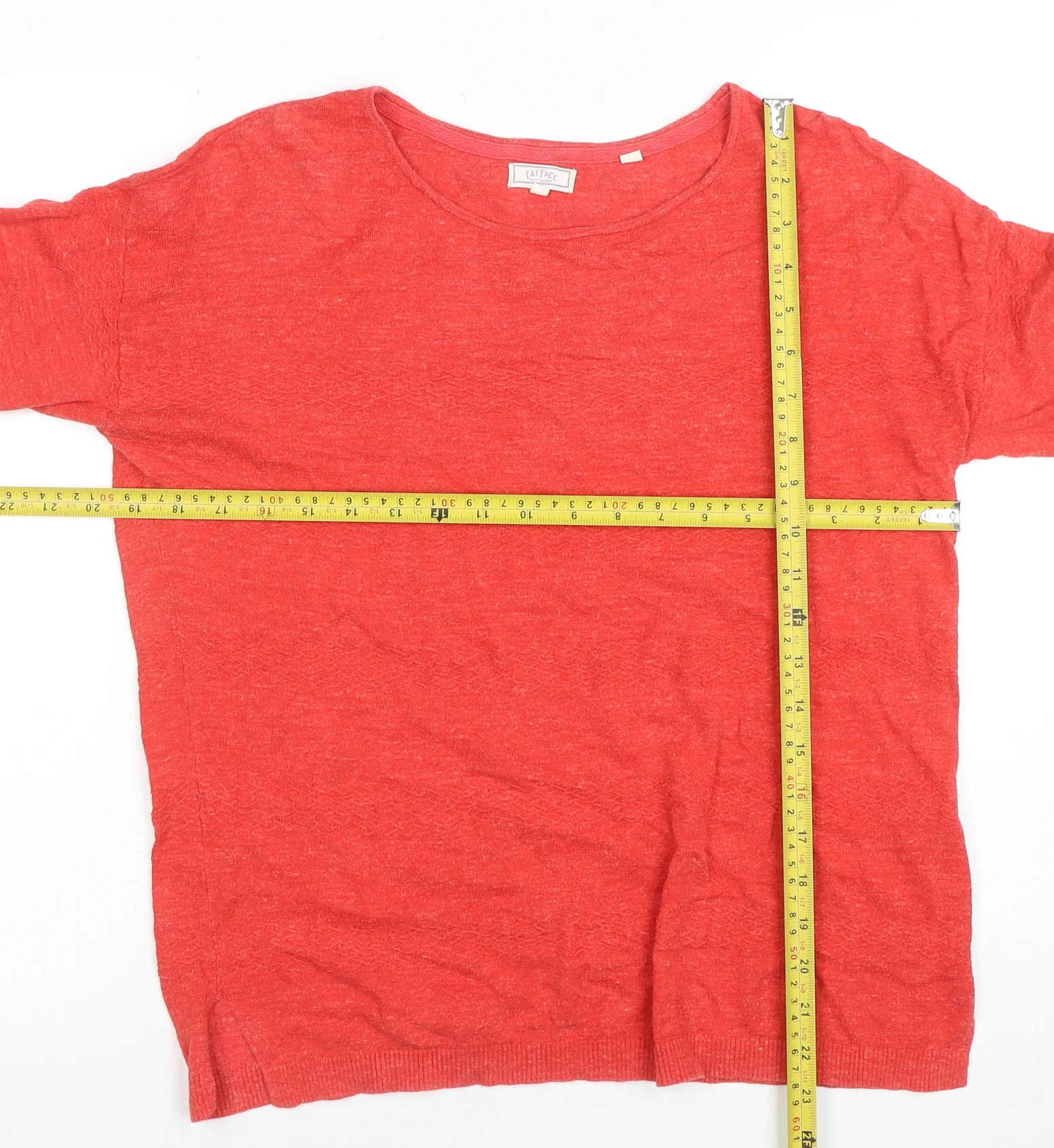 FatFace Women’s Red Linen Blend Crew Neck Long Sleeve Jumper UK 10 - Image 2