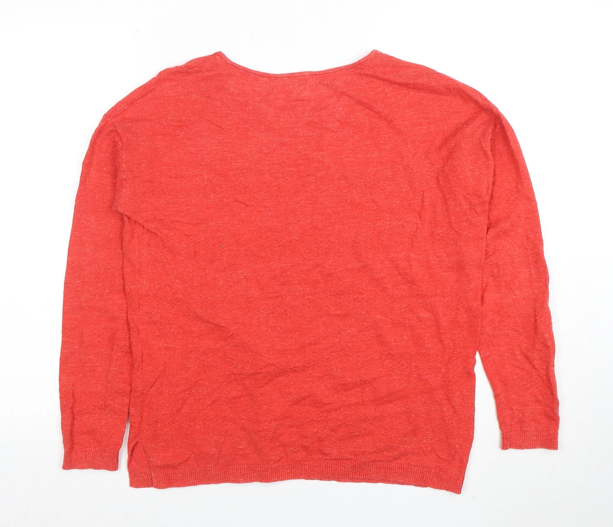 FatFace Women’s Red Linen Blend Crew Neck Long Sleeve Jumper UK 10 - Image 3