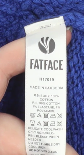 FatFace Women's Blue Cotton Crew Neck Jumper Size 8 - Image 5