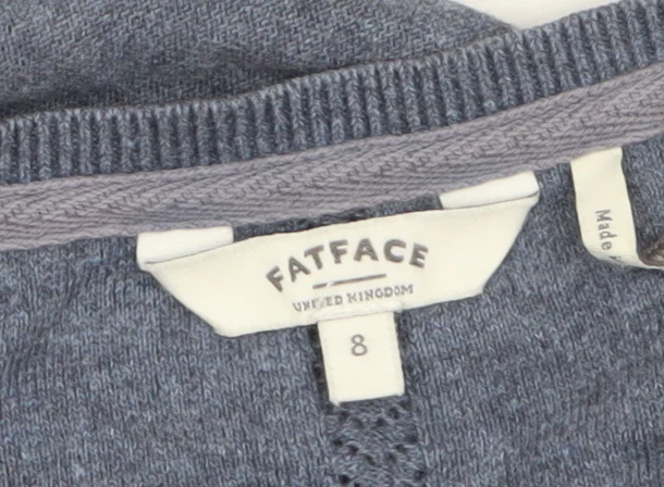 FatFace Women's Blue Cotton Long Sleeve Open Cardigan Size 8 - Image 5