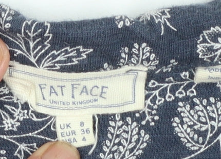 FatFace Womens Blue Floral Tunic Blouse Size 8 Long Sleeve Cotton Modal - Image 6