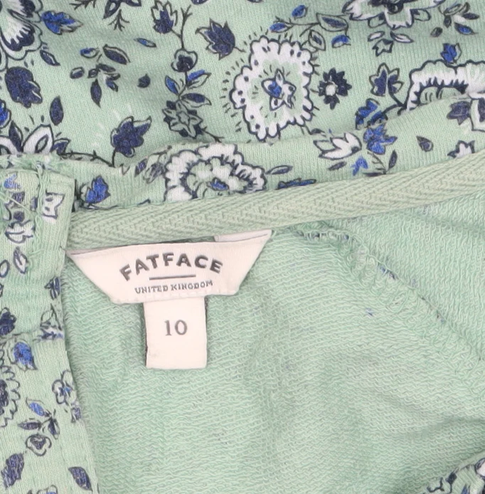 FatFace Women's Green Floral Cotton Tunic Blouse Size 10 - Image 5