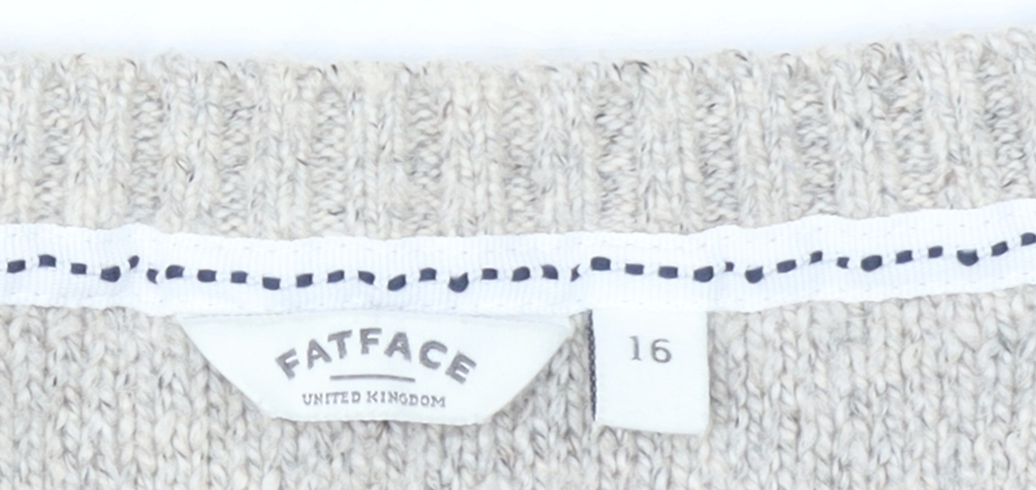 FatFace Womens Ivory Cable Knit Jumper Size 16 Crew Neck Pullover - Image 4