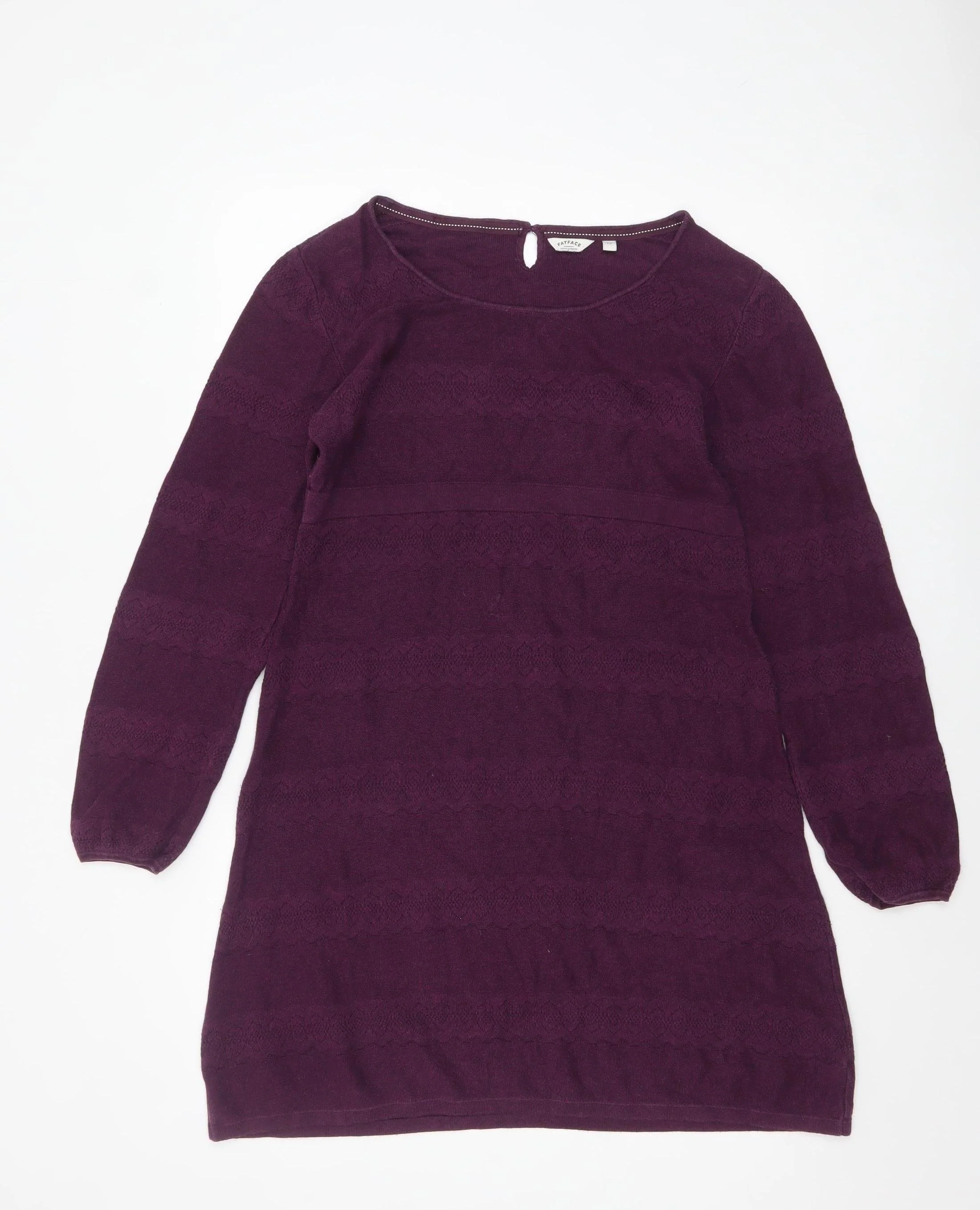FatFace Womens Purple Cotton Knit Jumper Dress Size 12