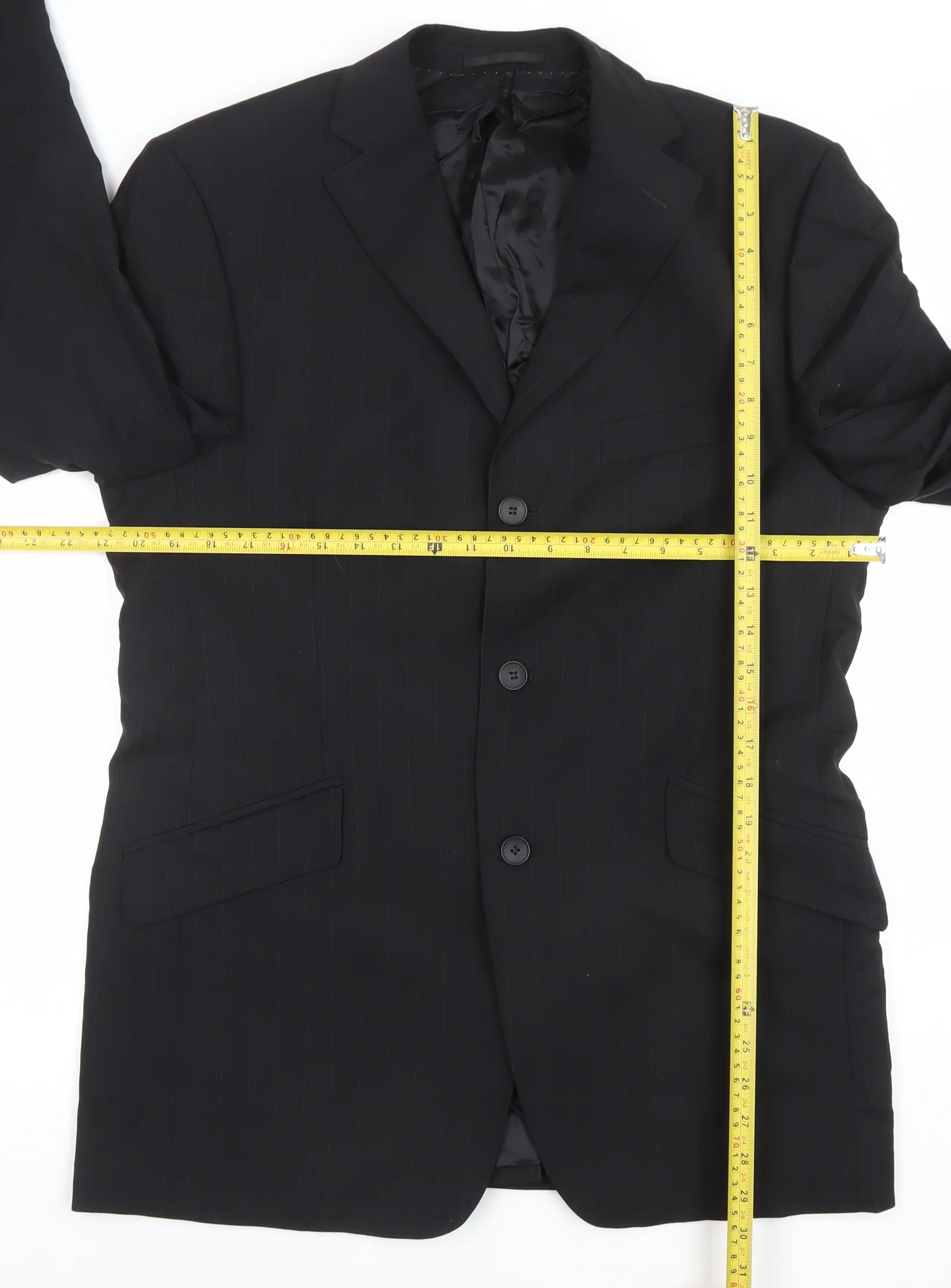 Father & Sons Men's Black Wool Cashmere Suit Jacket Size 54 Regular - Image 2