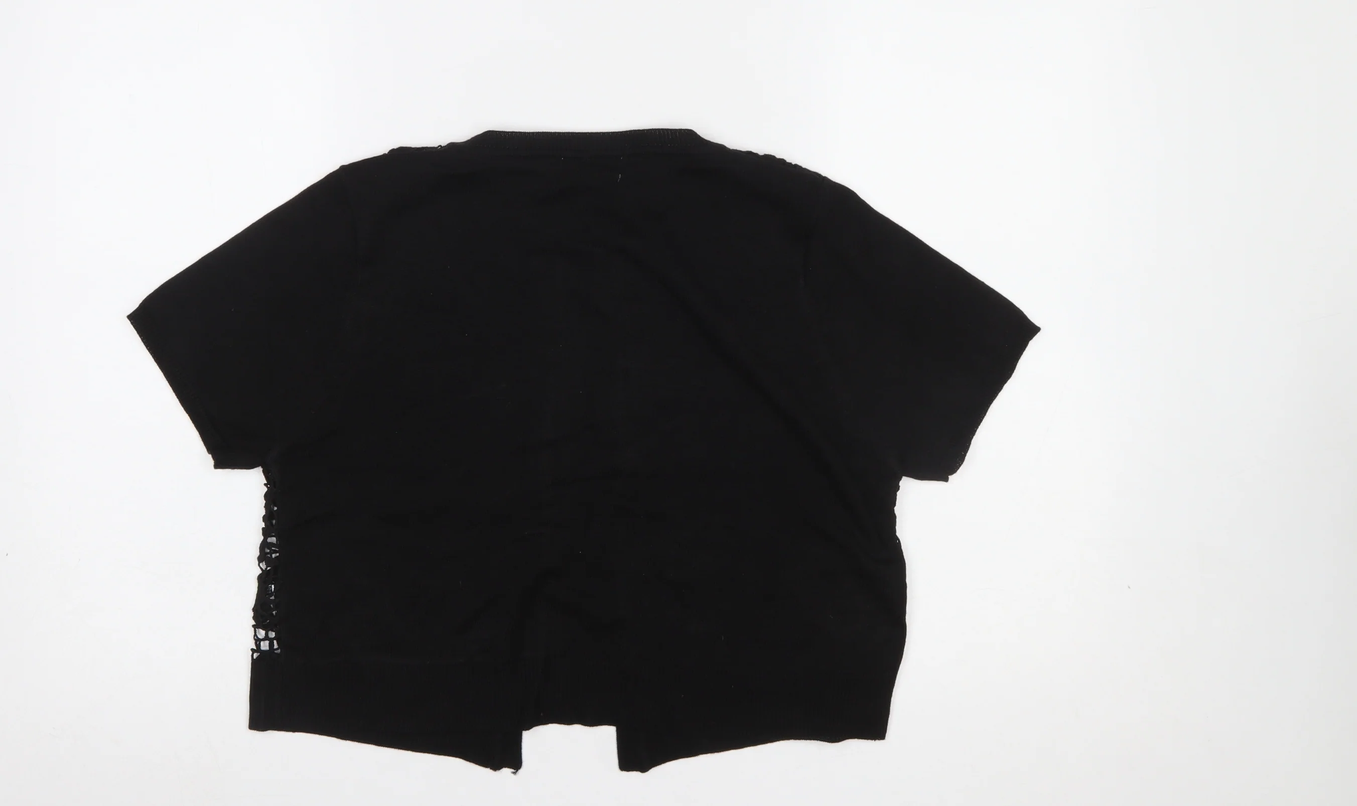 Fay Louise Women’s Black Lace Knit Short Sleeve Cardigan L - Image 3
