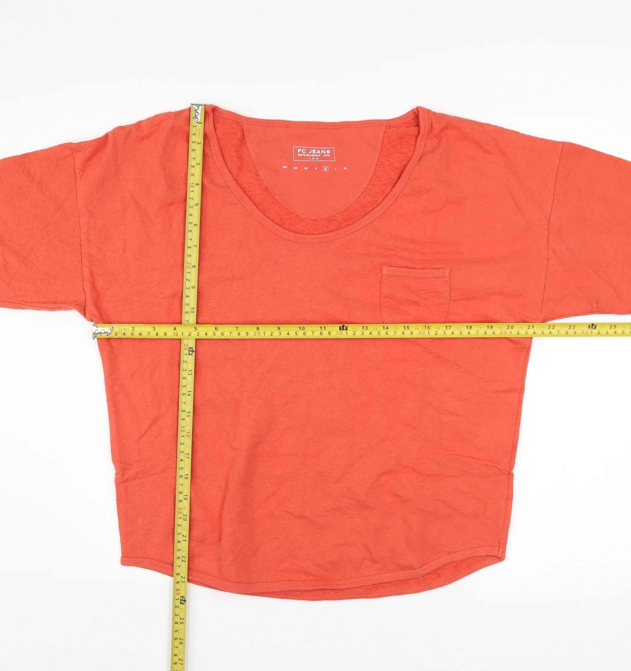 FC Jeans Women’s Orange Pullover Sweatshirt Medium Cotton Casual - Image 2