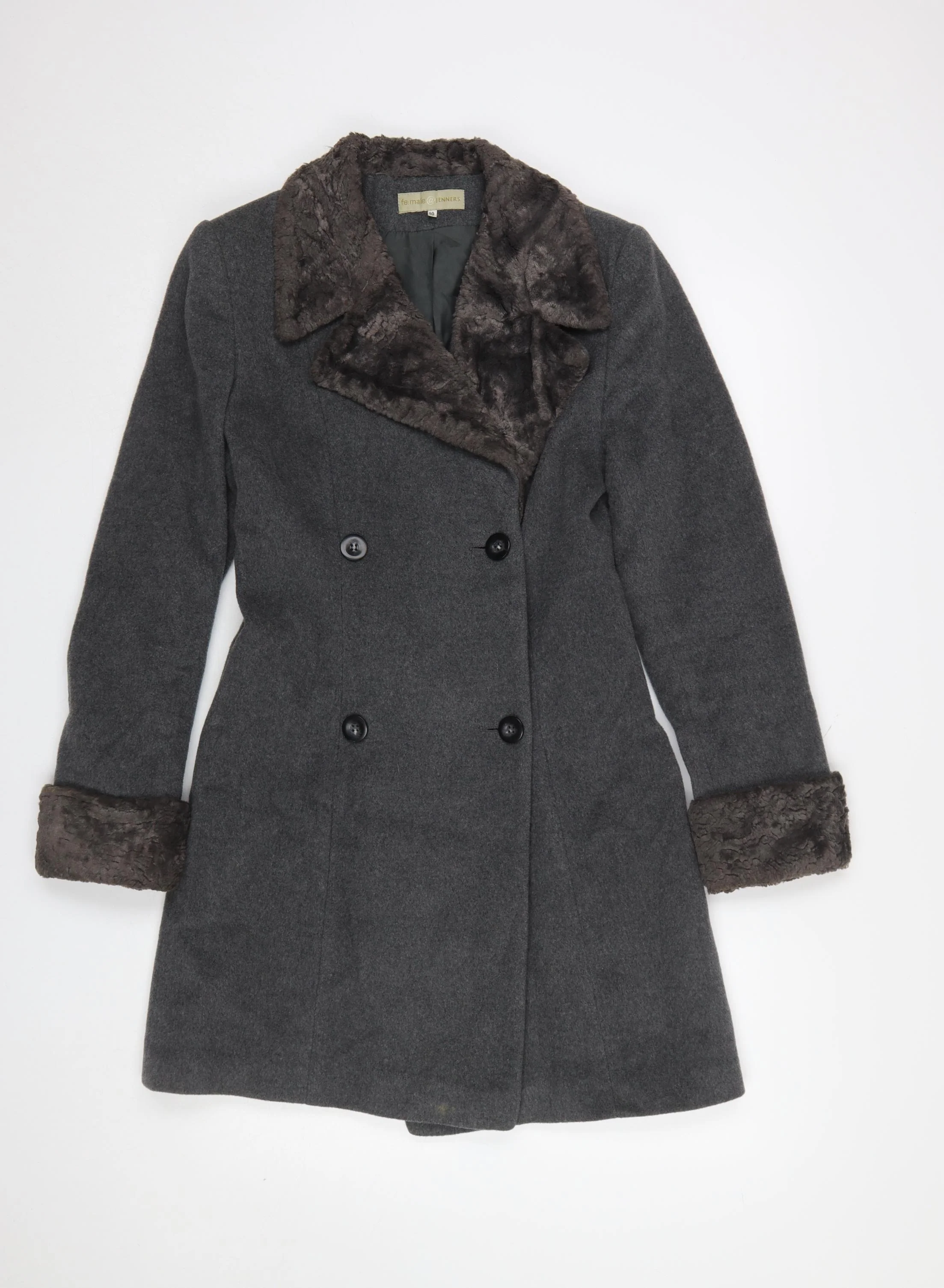 fe.male @ Jenners Women’s Grey Wool Cashmere Long Coat Size 10
