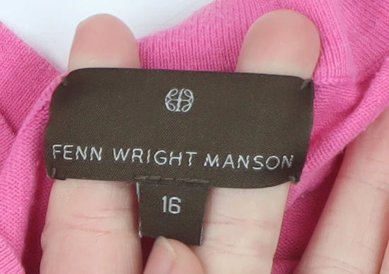 Fenn Wright Manson Women’s Pink V-Neck Cotton Blend Jumper Size 16 - Image 4