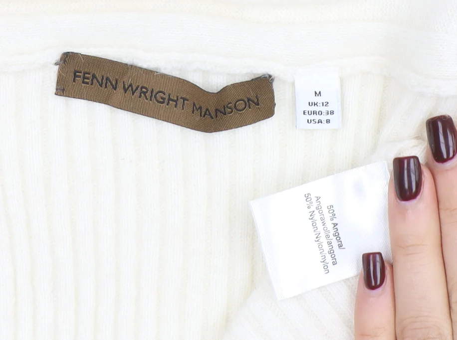 Fenn Wright Manson Women's Ivory Angora Knit Open Cardigan UK 12 - Image 4