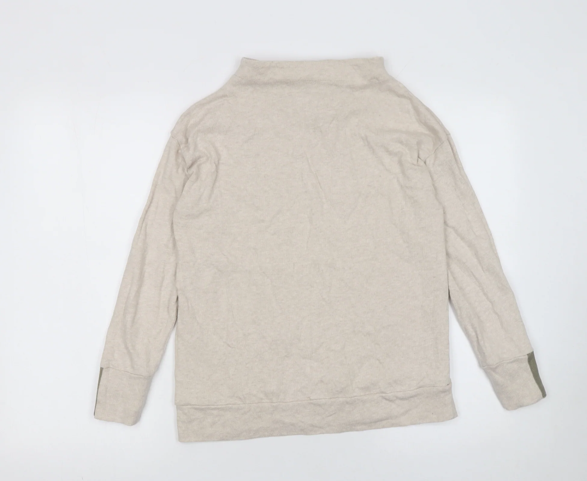 Féria Women Beige Cotton High Neck Bow Pullover Jumper Size 12 - Image 3