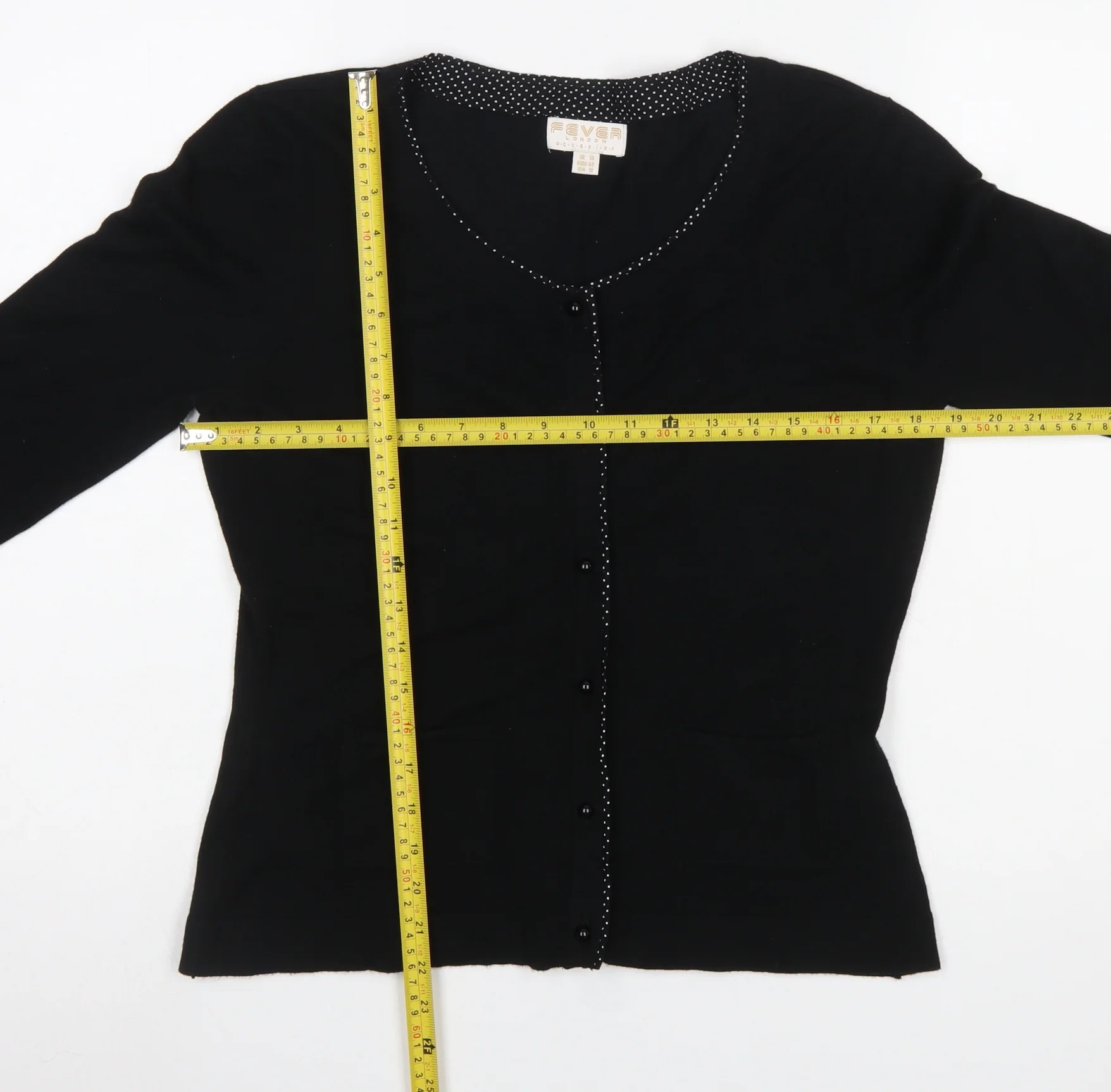 Fever London Women's Black Cardigan Size 14 Scoop Neck Lightweight Knit - Image 2