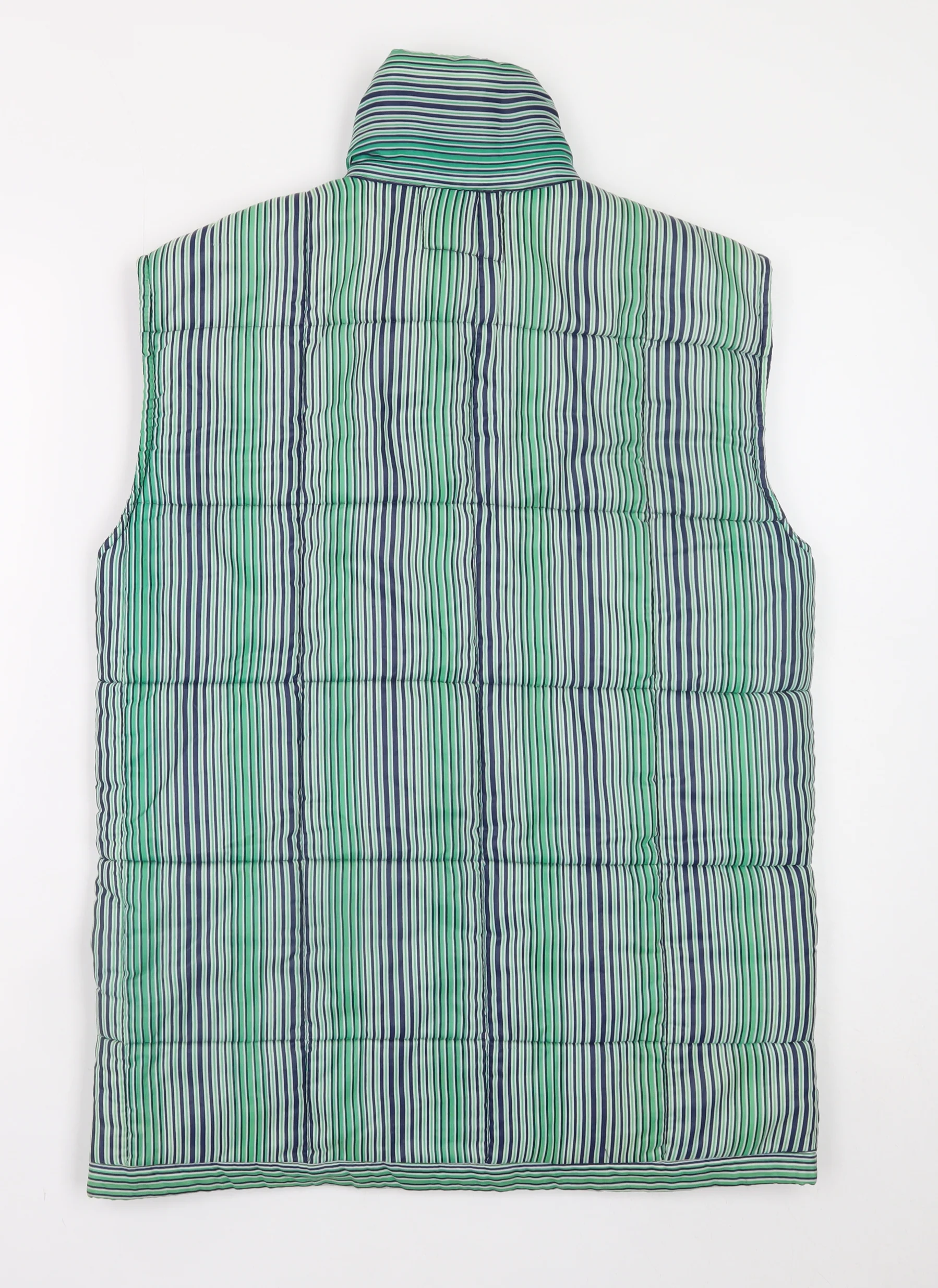Fiendale Men's Green Striped Padded Waistcoat Size S Casual - Image 3