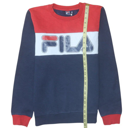 Fila Boys Navy Red Colourblock Crew Neck Sweatshirt Size 164cm - Image 2