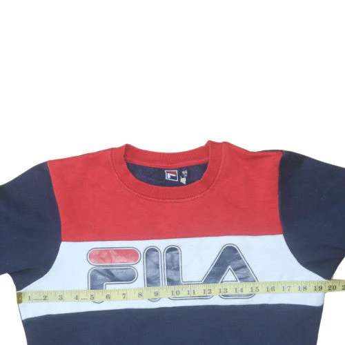 Fila Boys Navy Red Colourblock Crew Neck Sweatshirt Size 164cm - Image 3