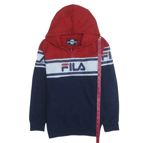 Fila Boys Red Blue Half Zip Hoodie 13-15 Years Cotton Blend - Image 3
